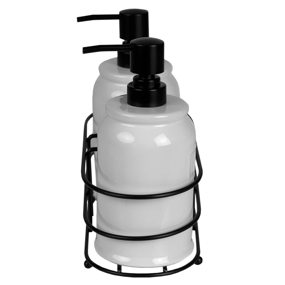 Home Basics 3-Piece Soap And Lotion Dispenser Caddy Set, White, 17.7 Ounces - Image 3