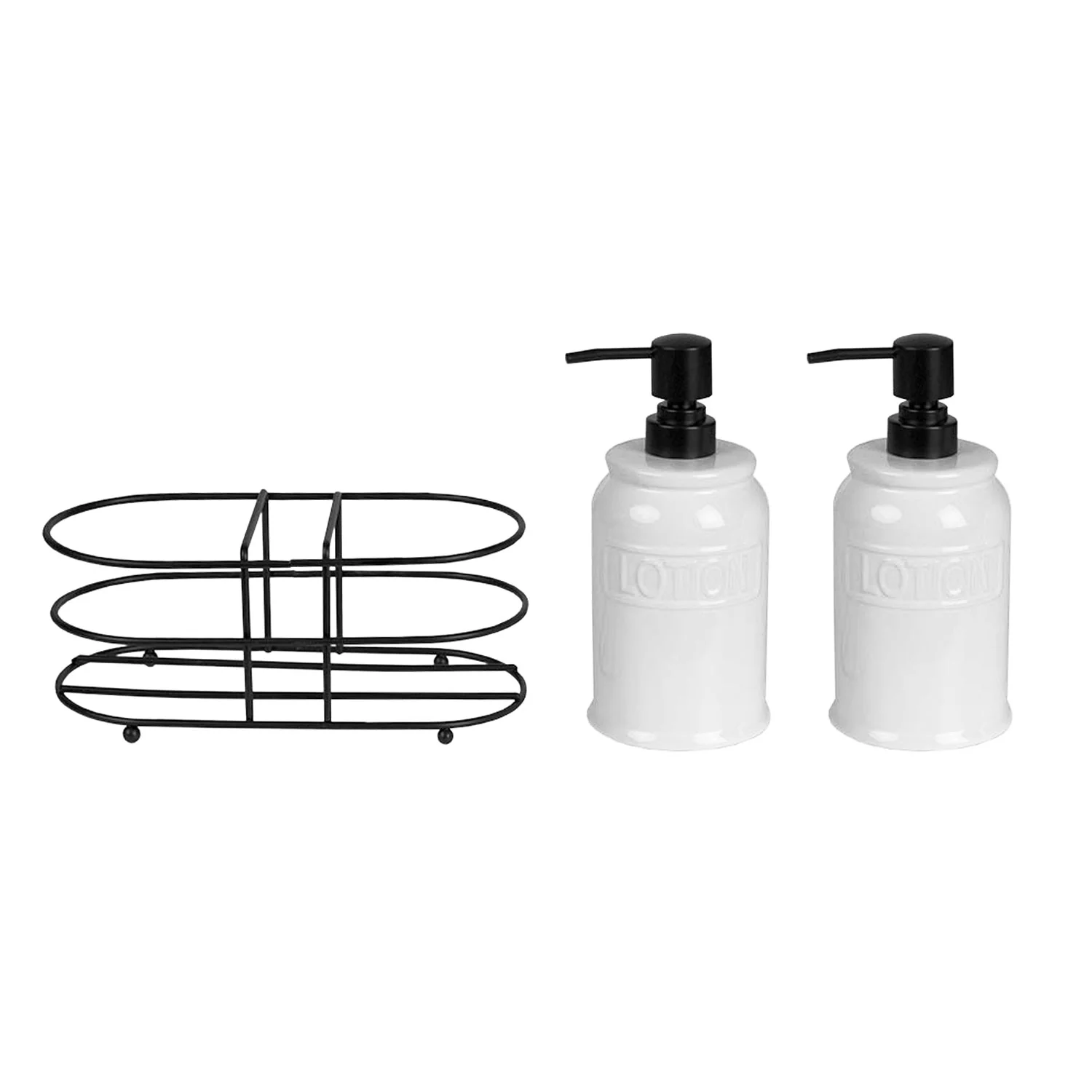 Home Basics 3-Piece Soap And Lotion Dispenser Caddy Set, White, 17.7 Ounces - Image 7