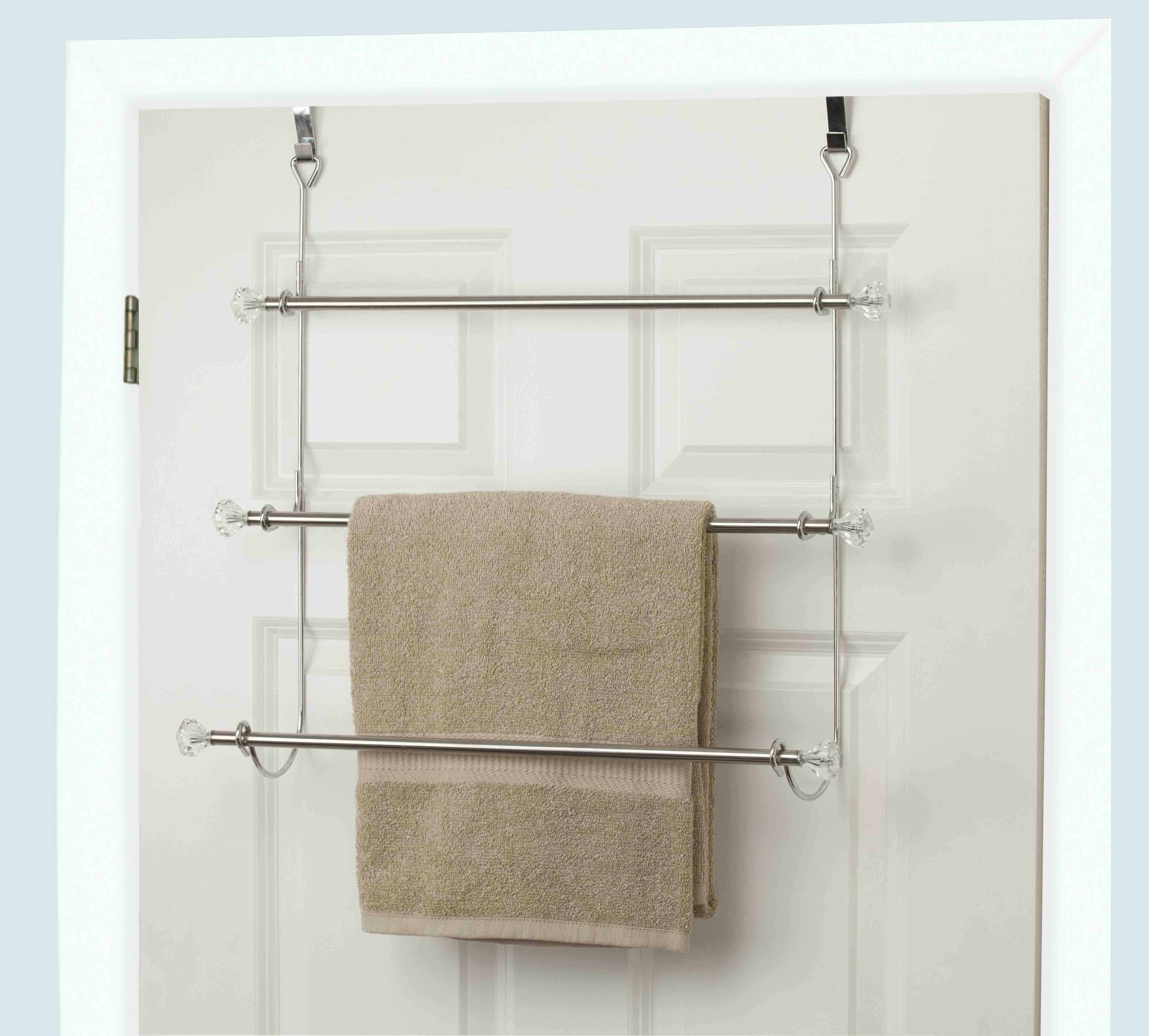 Home Basics 3 Tier Chrome Plated Steel Over the Door Towel Rack