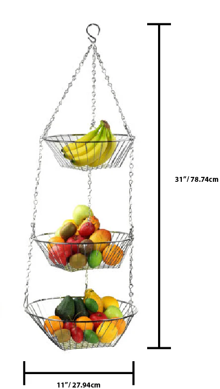 Home Basics Metal Hanging Basket, 3-Tier, Round - Image 4