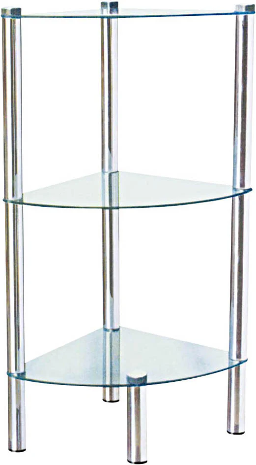 Home Basics 3 Tier Multi Use Arc Glass Corner Shelf, Clear