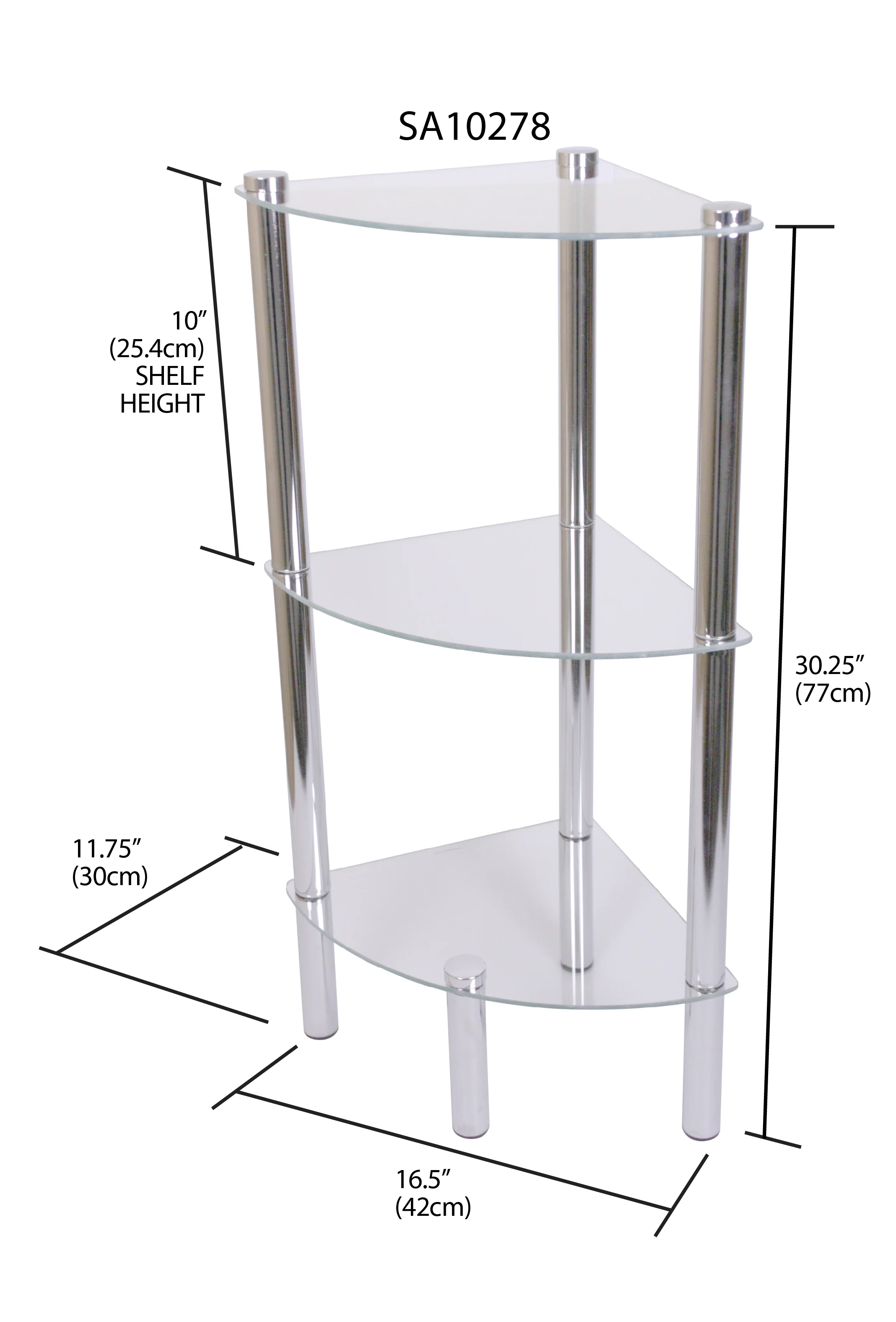 Home Basics 3 Tier Multi Use Arc Glass Corner Shelf, Clear - Image 6
