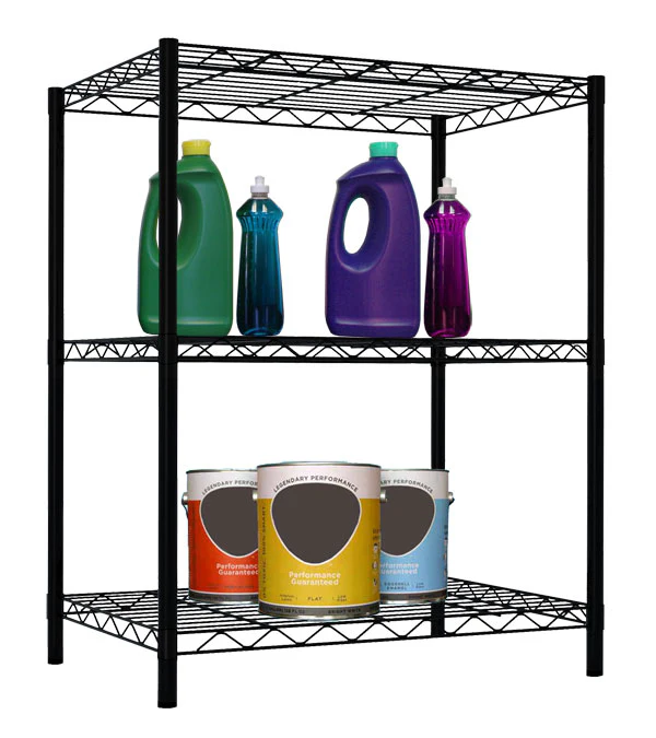 Home Basics 3 Tier Steel Wire Multi-Purpose Free-Standing Heavy Duty Shelf, Black