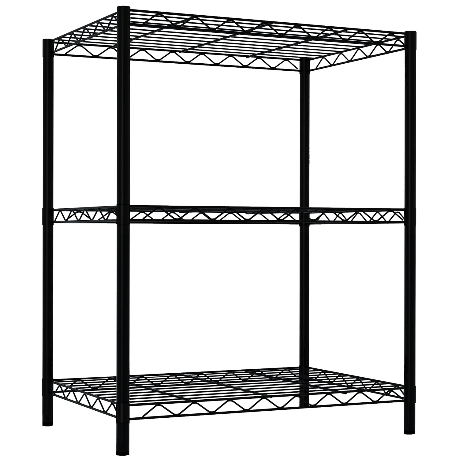 Home Basics 3 Tier Steel Wire Multi-Purpose Free-Standing Heavy Duty Shelf, Black - Image 2