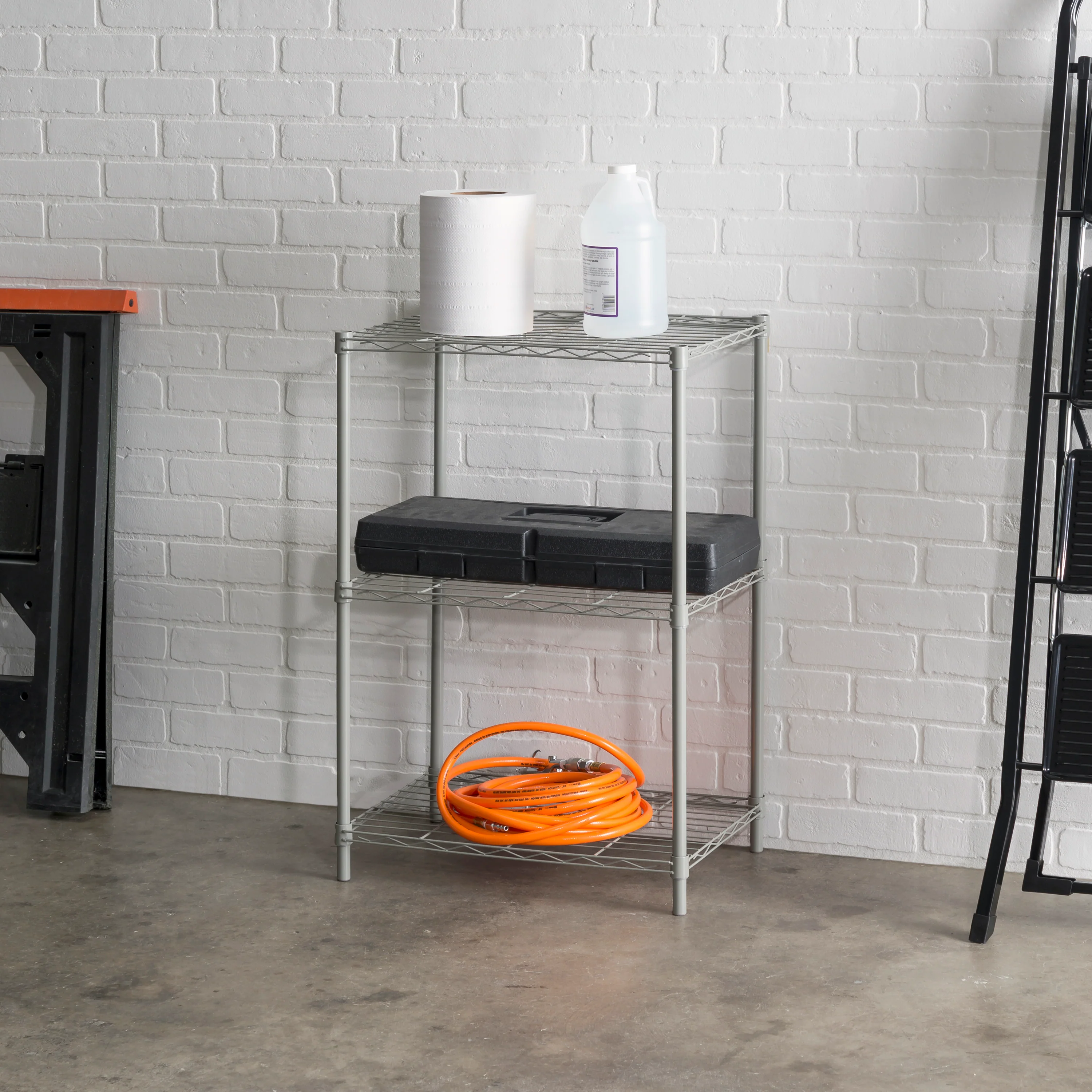 Home Basics 3 Tier Steel Wire Shelf, Grey - Image 6