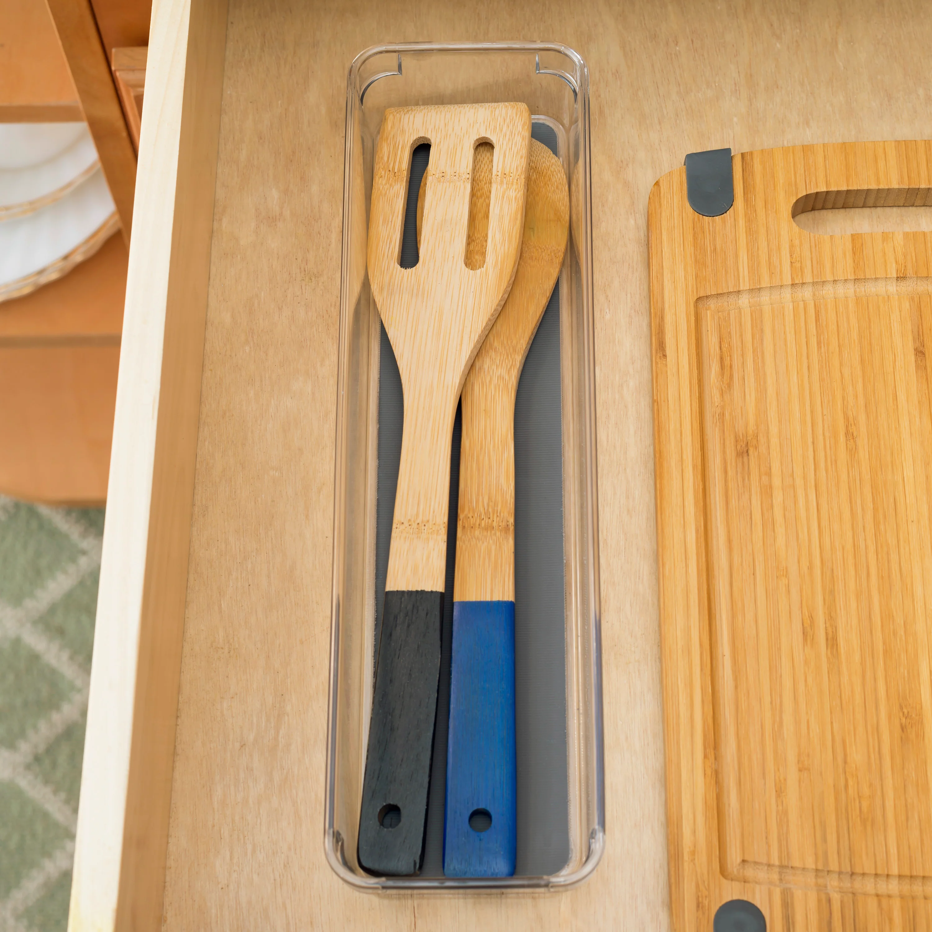 Home Basics 3" x 12" x 2" Plastic Drawer Organizer with Rubber Liner - Image 3