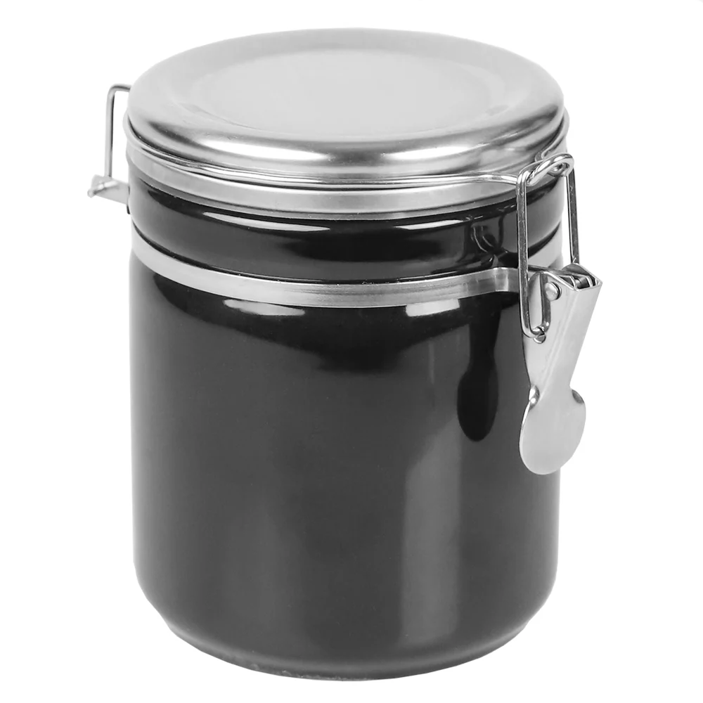 Home Basics 33 oz. Canister with Stainless Steel Top, Black - Image 3