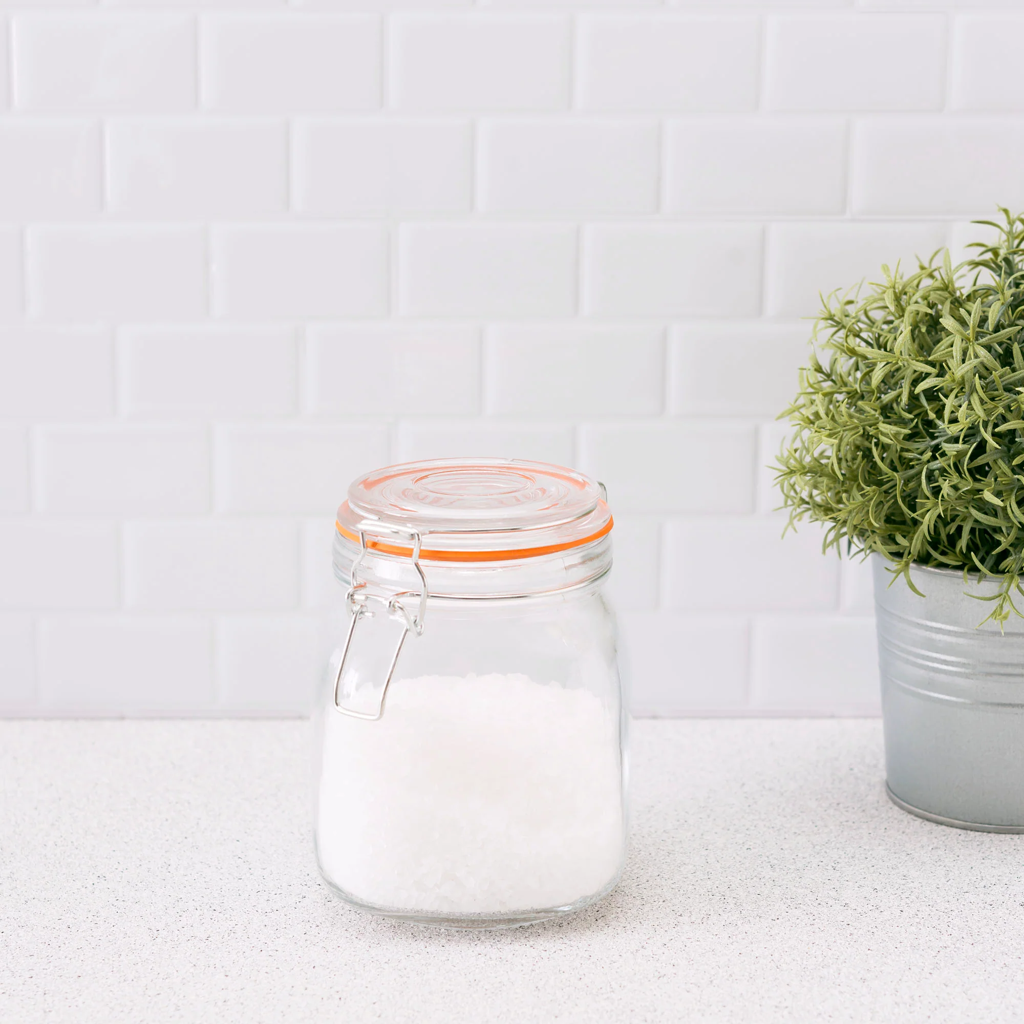 Home Basics 34 oz. Glass Pickling Jar with Wire Bail Lid and Rubber Seal Gasket - Image 2