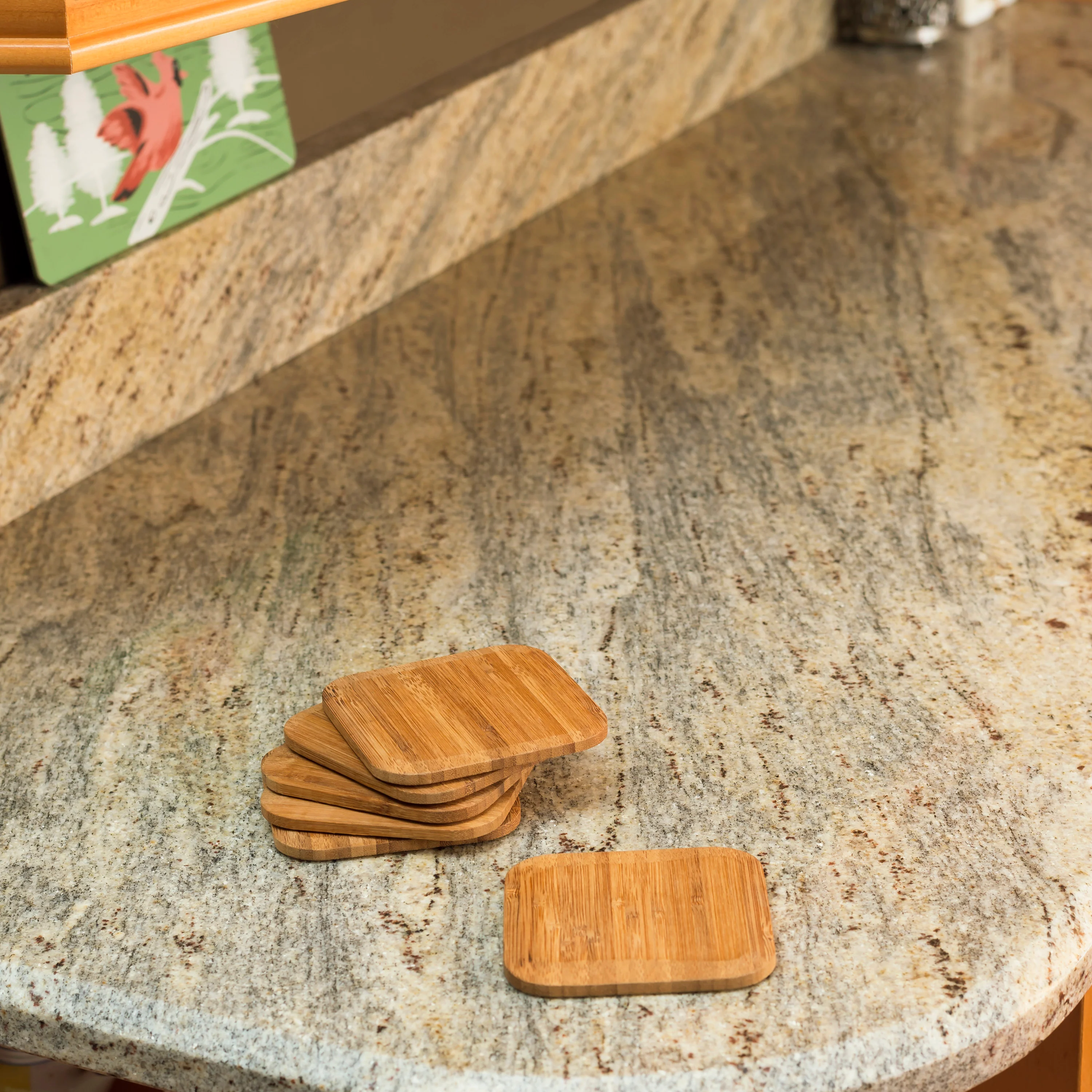 Home Basics 4 Bamboo Coaster Set, (Pack of 6), Natural - Image 4