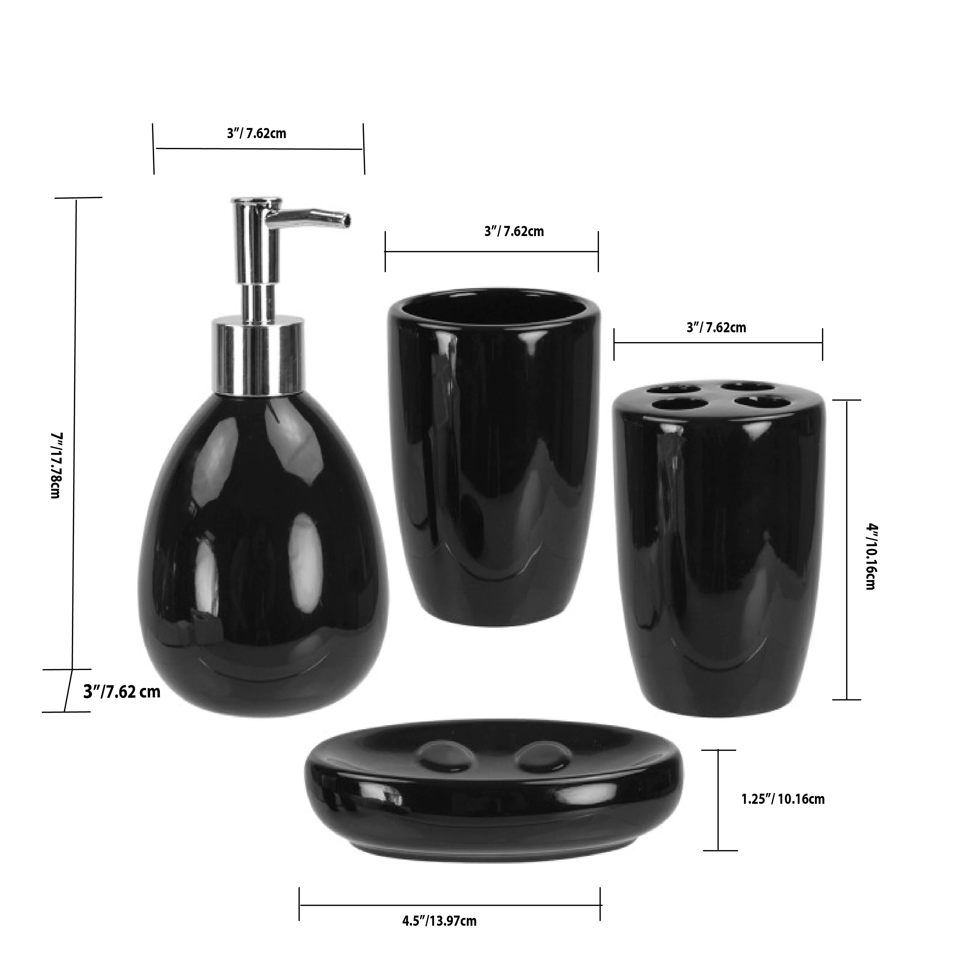 Home Basics 4 Piece Bath Accessory Set, Black - Image 5