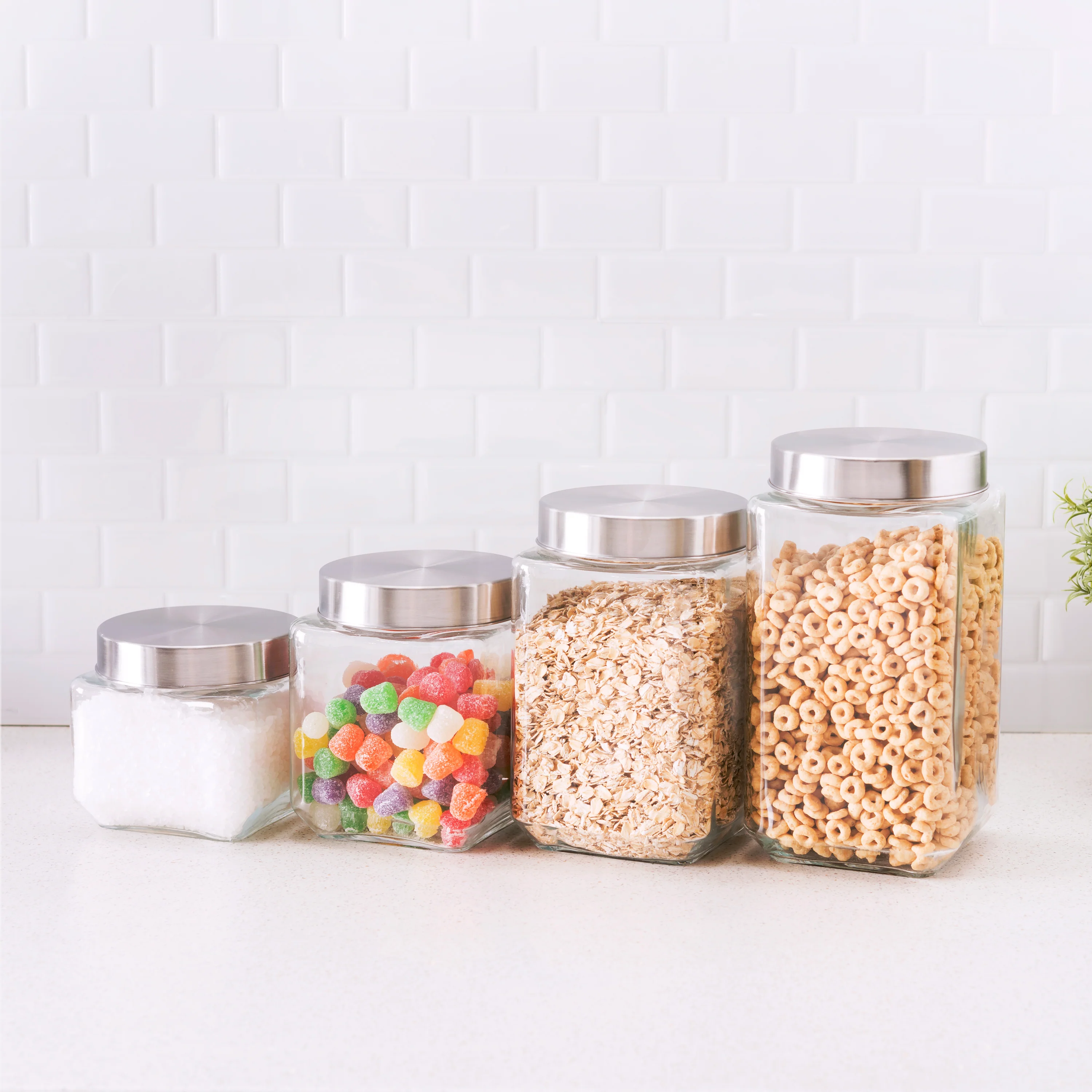 Home Basics 4 Piece Canister Set with Stainless Steel Lids - Image 10