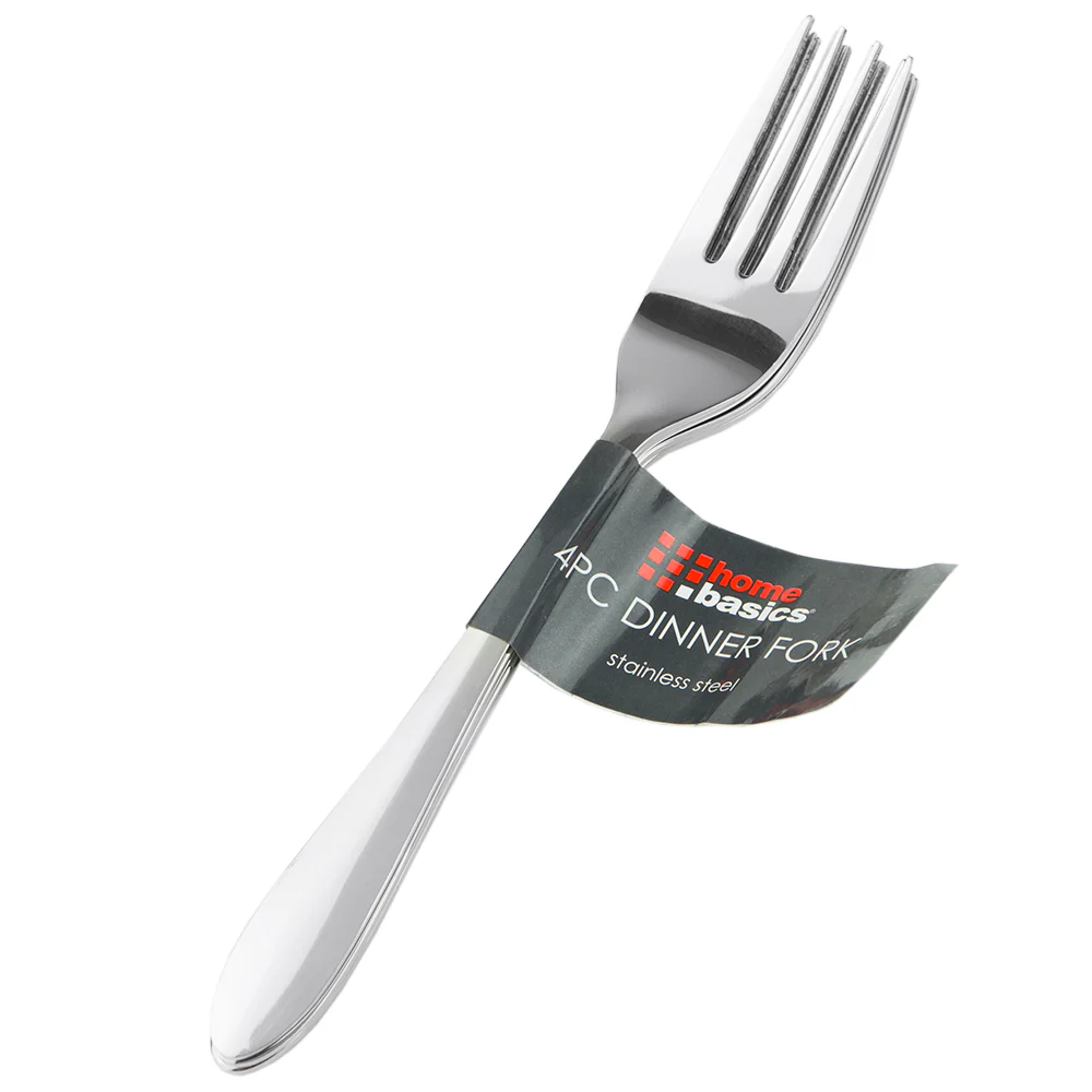 Home Basics 4 Piece Stainless Steel Dinner Fork, Silver