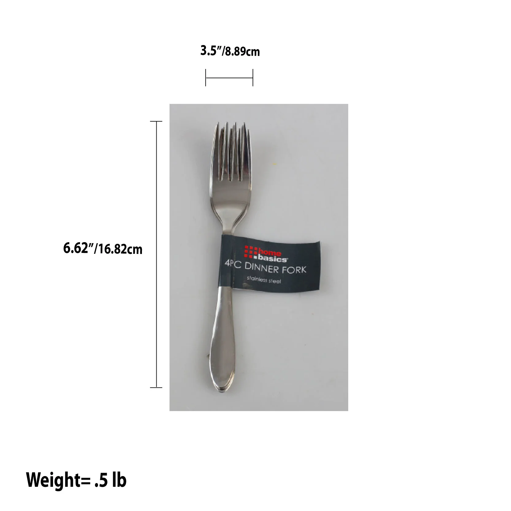 Home Basics 4 Piece Stainless Steel Dinner Fork, Silver - Image 2