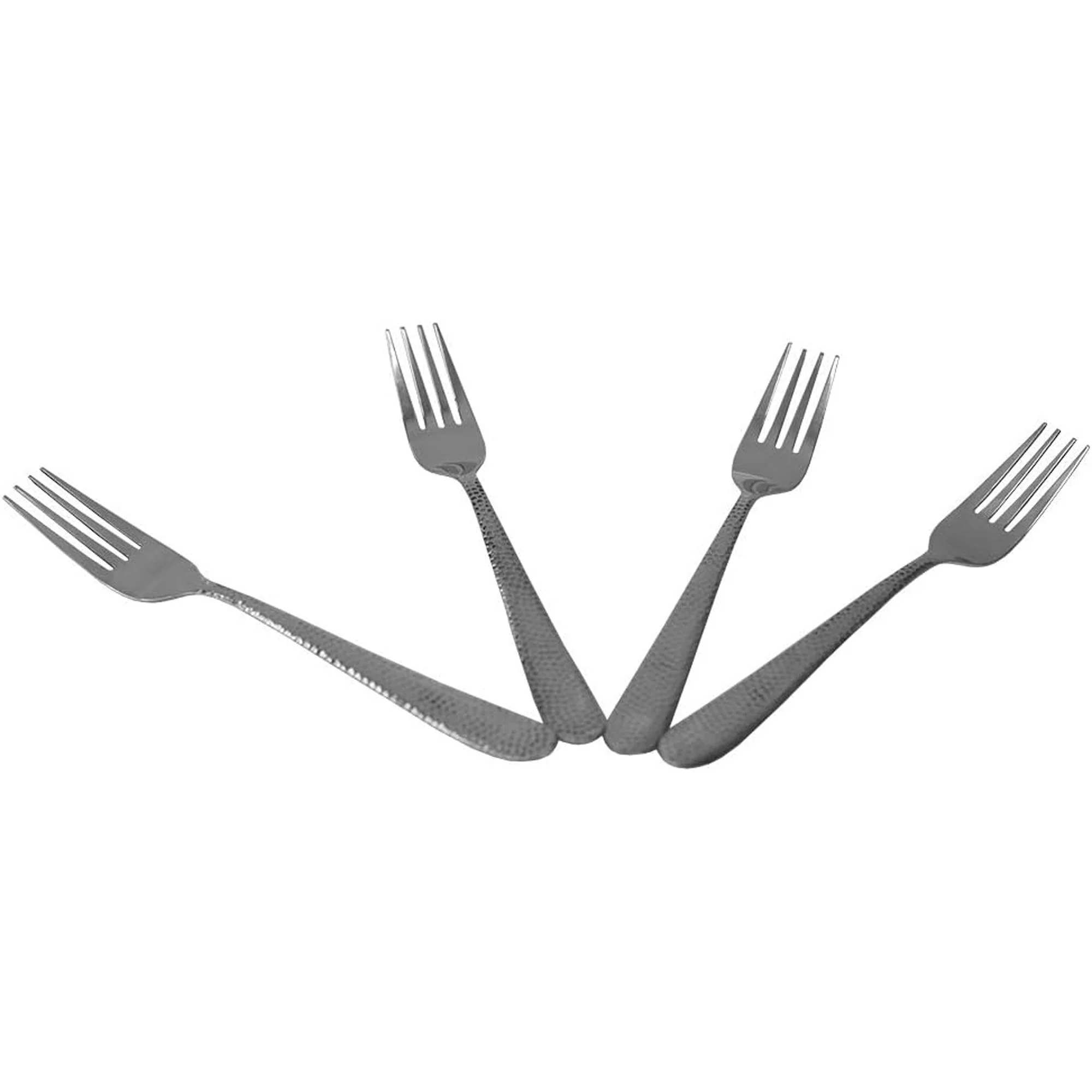 Home Basics 4 Piece Stainless Steel Dinner Forks Set, Textured Handles, Silver - Image 4