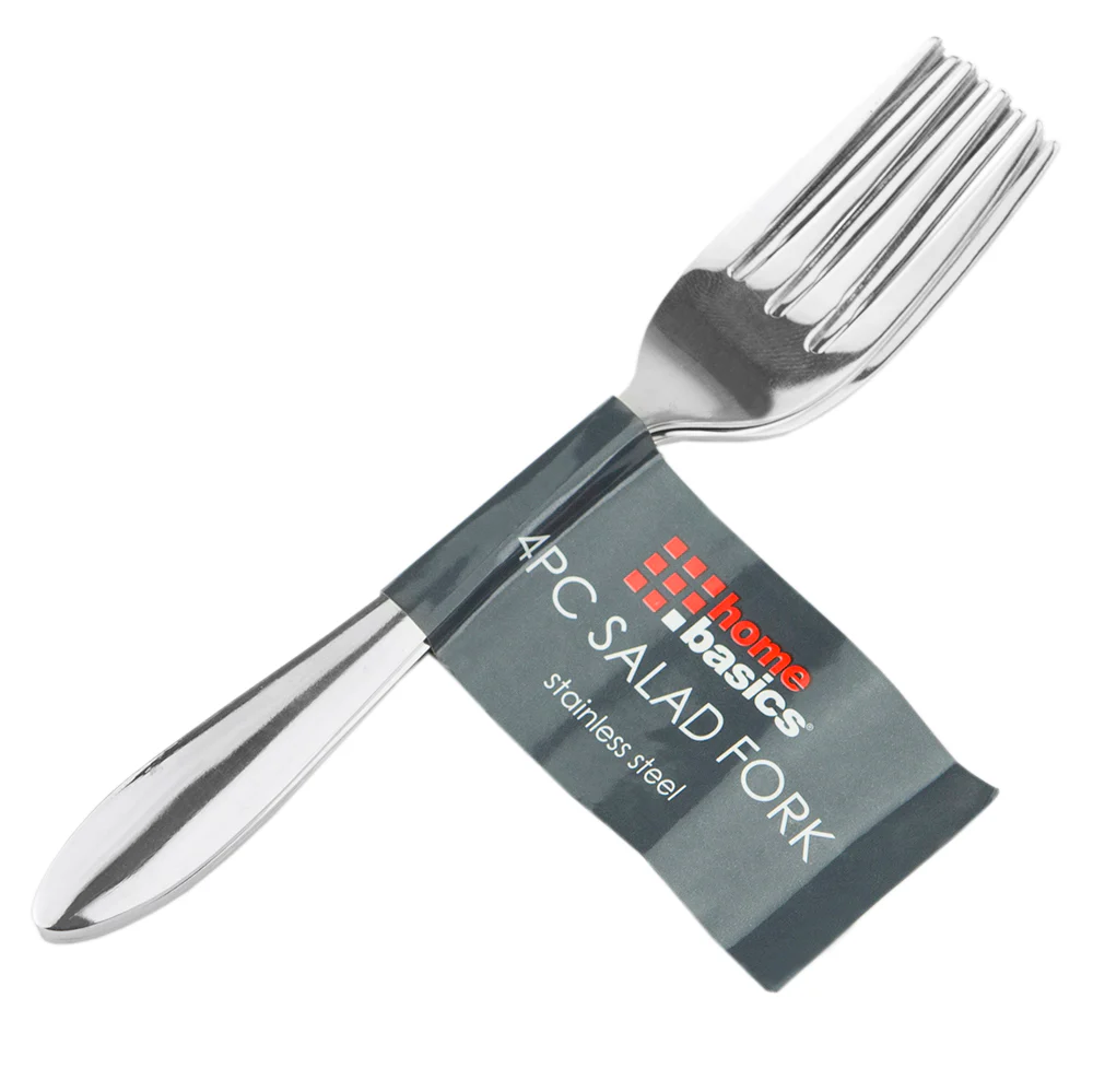 Home Basics 4 Piece Stainless Steel Salad Fork, Silver
