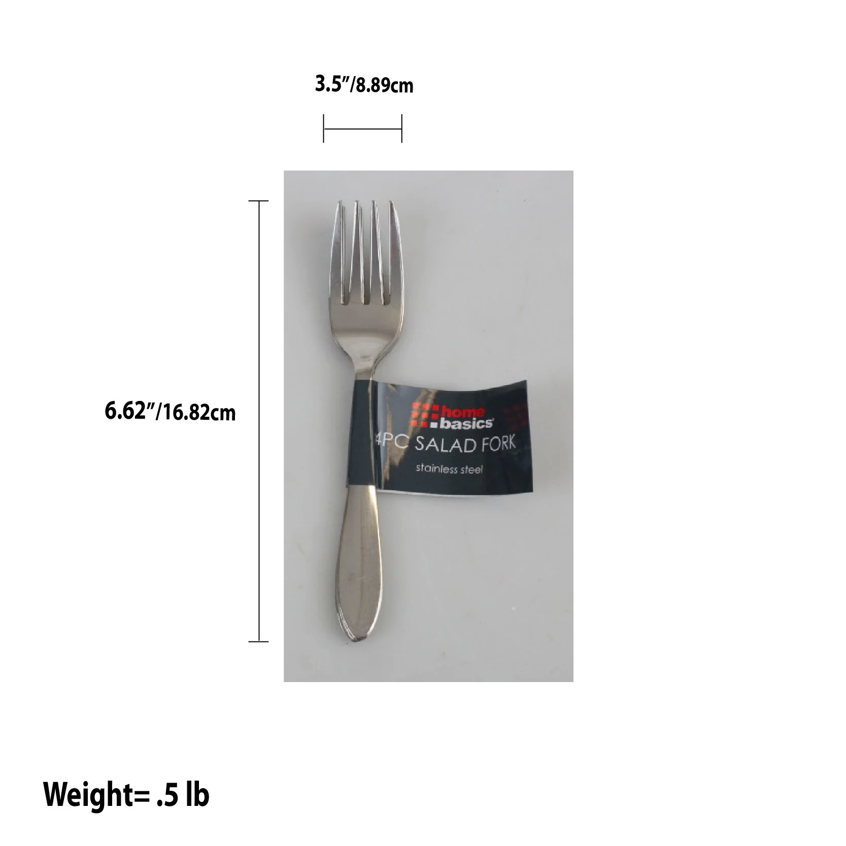 Home Basics 4 Piece Stainless Steel Salad Fork, Silver - Image 2