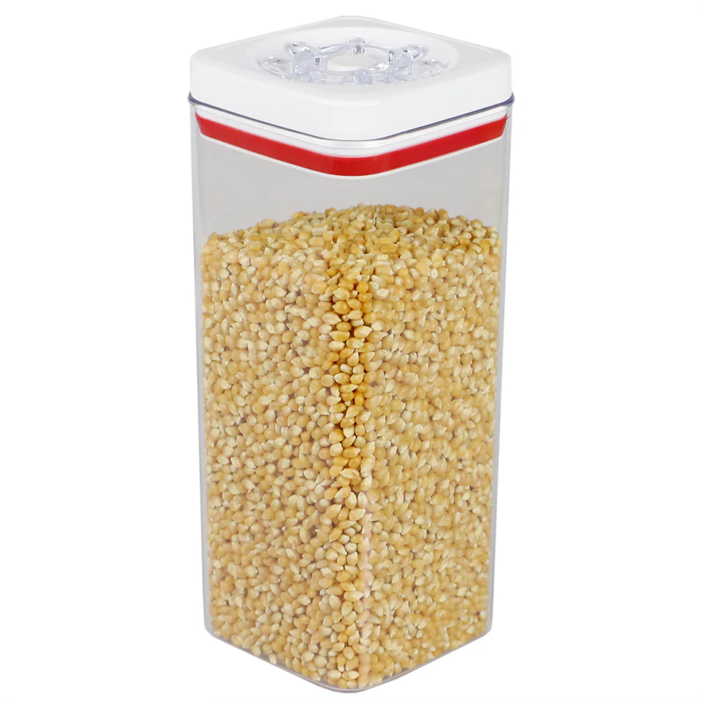 Home Basics 4 Piece Twist N’ Lock Air-Tight Plastic Square Canister Set, Clear - Image 3