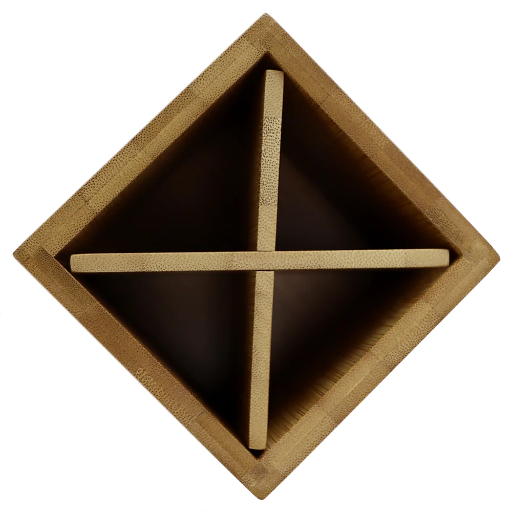 Home Basics 4 Section Square Bamboo Pen Holder, Natural - Image 3
