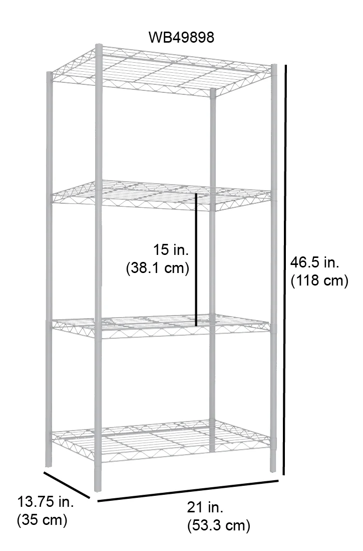 Home Basics 4 Tier Commercial Grade Steel Multi-Purpose Adjustable Wire Shelving Unit with 50 lb Weight Capacity Per Shelf, White - Image 3