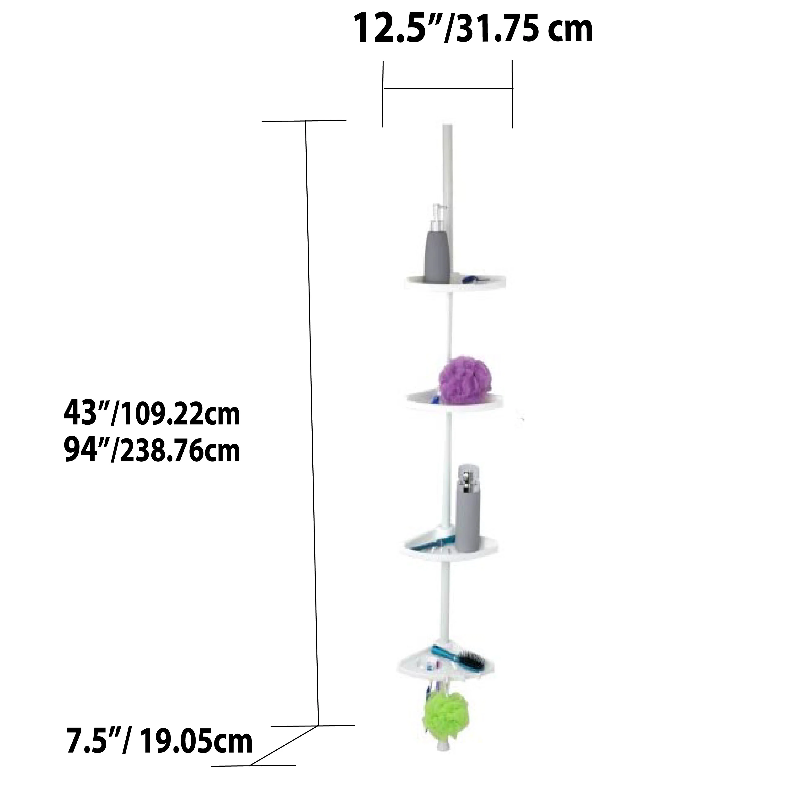 Home Basics 4 Tier Corner Shower Shelf, White - Image 2