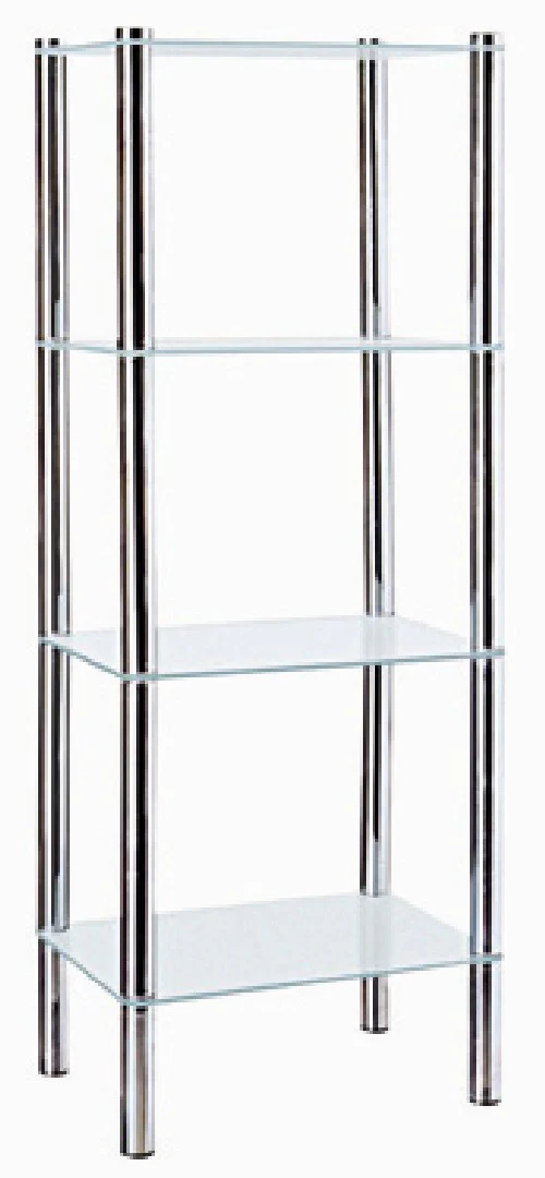 Home Basics 4 Tier Multi Use Rectangle Glass Corner Shelf, Clear