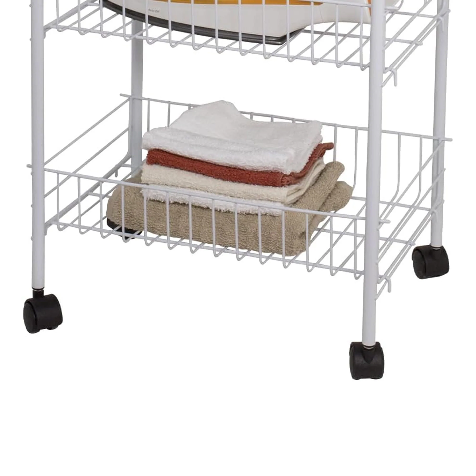 Home Basics 4 Tier Steel Kitchen Trolley, White, 34x14x9 Inches - Image 4