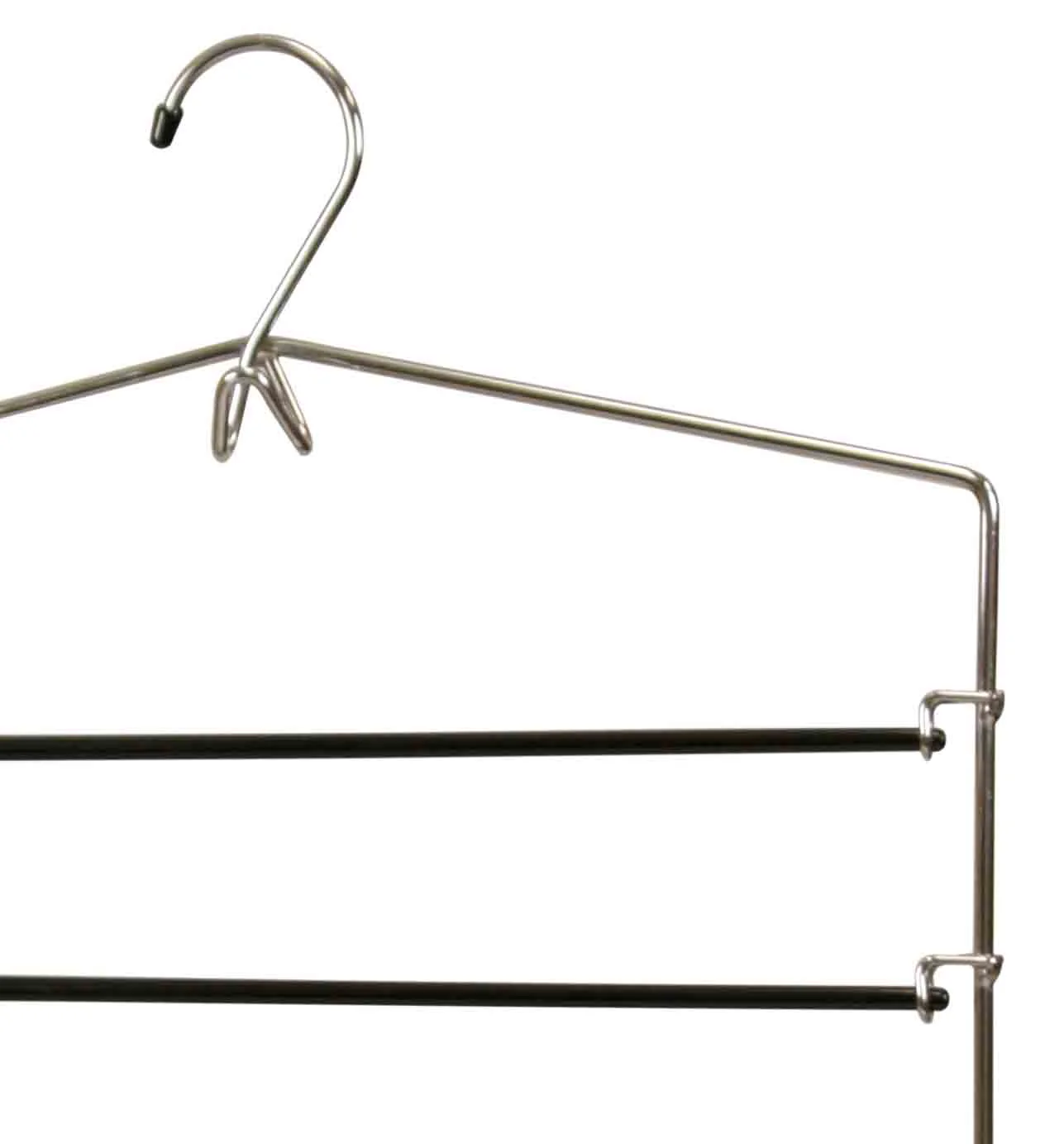 Home Basics 4 Tier Trouser Hanger with Non-Slip PVC Coated Swinging Arms and Built-In Accesory Hook - Image 2