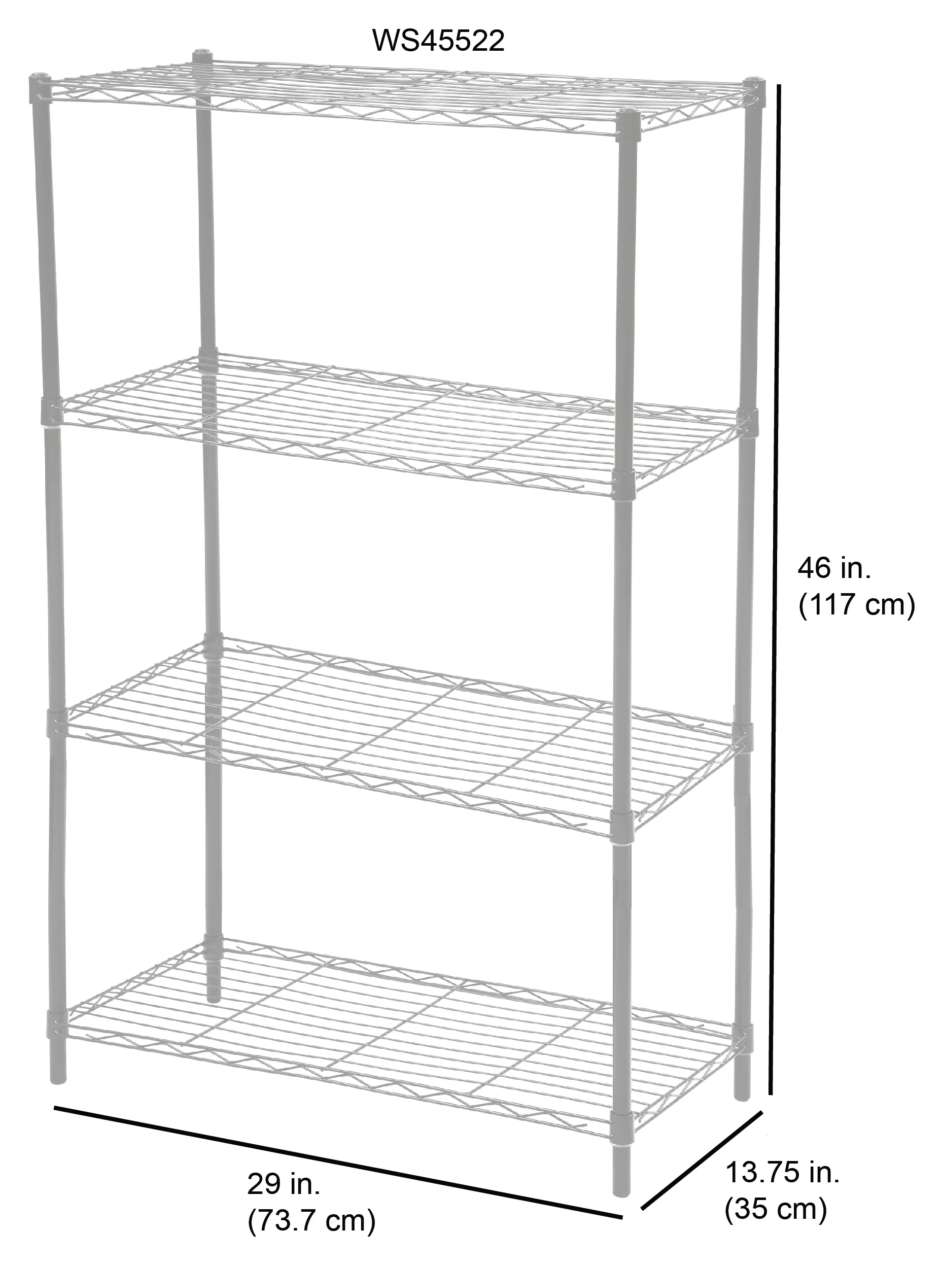 Home Basics 4 Tier Wide Steel Wire  Shelf, Grey - Image 4