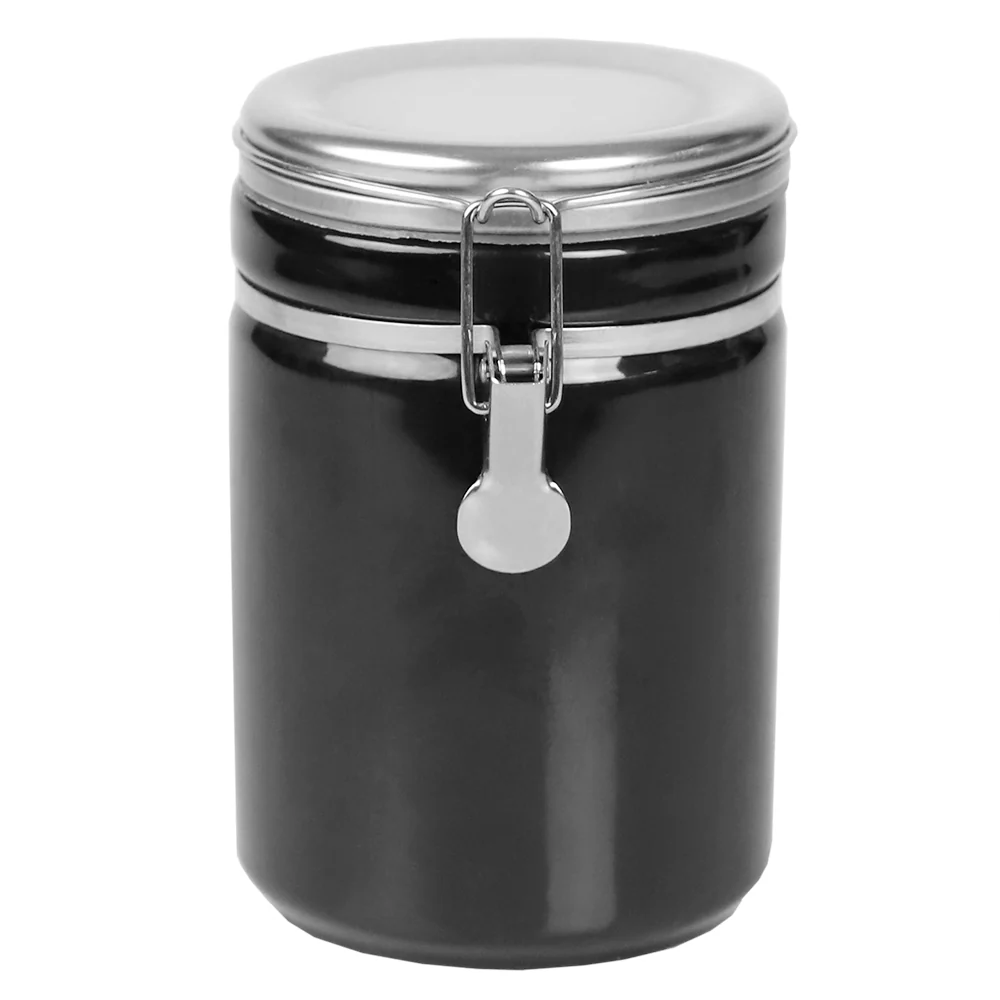 Home Basics 40 oz. Canister with Stainless Steel Top, Black