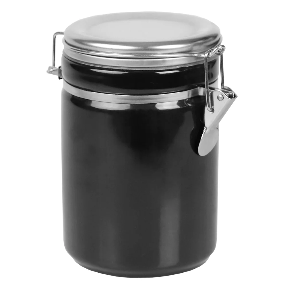 Home Basics 40 oz. Canister with Stainless Steel Top, Black - Image 3