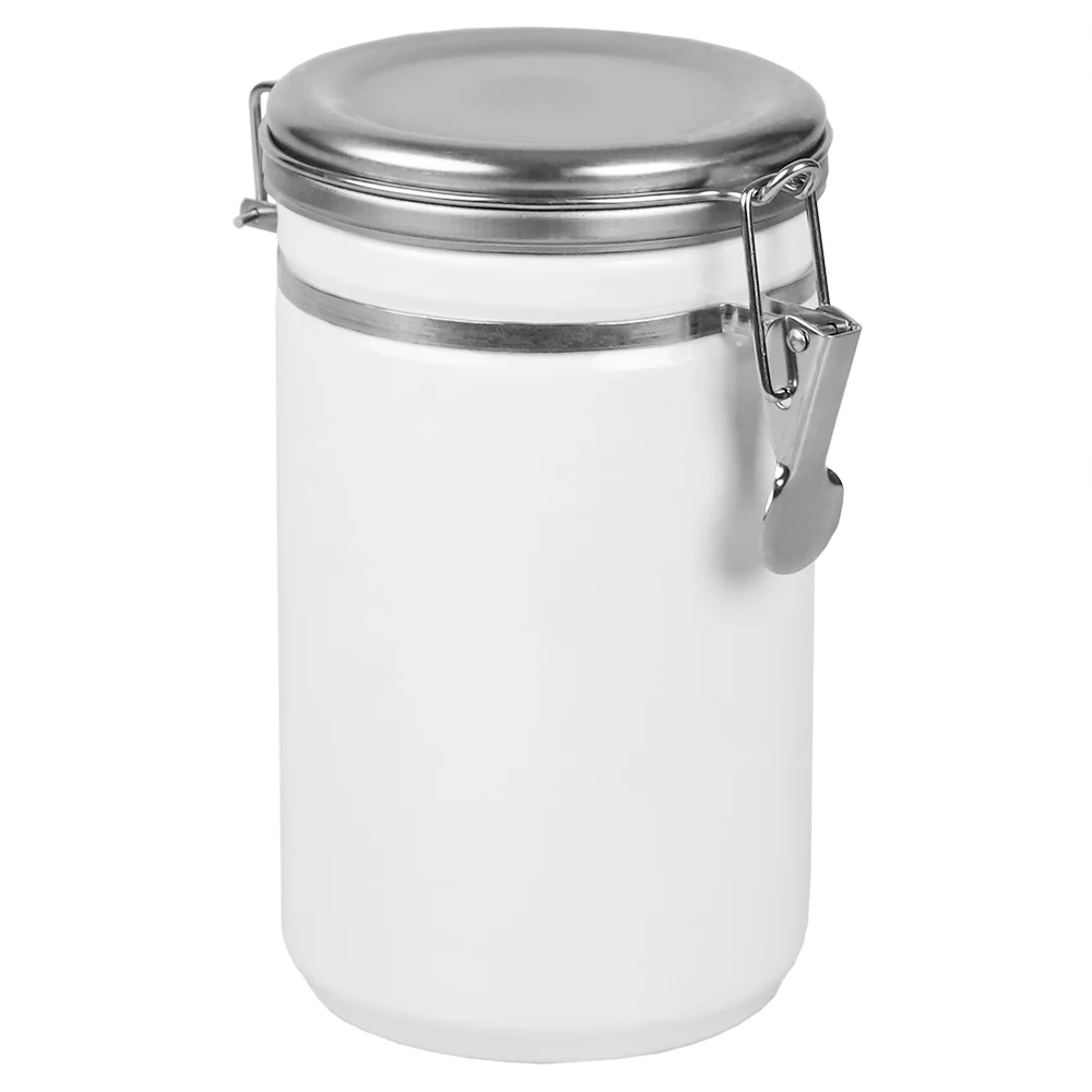 Home Basics 45 oz. Canister with Stainless Steel Top, White - Image 2