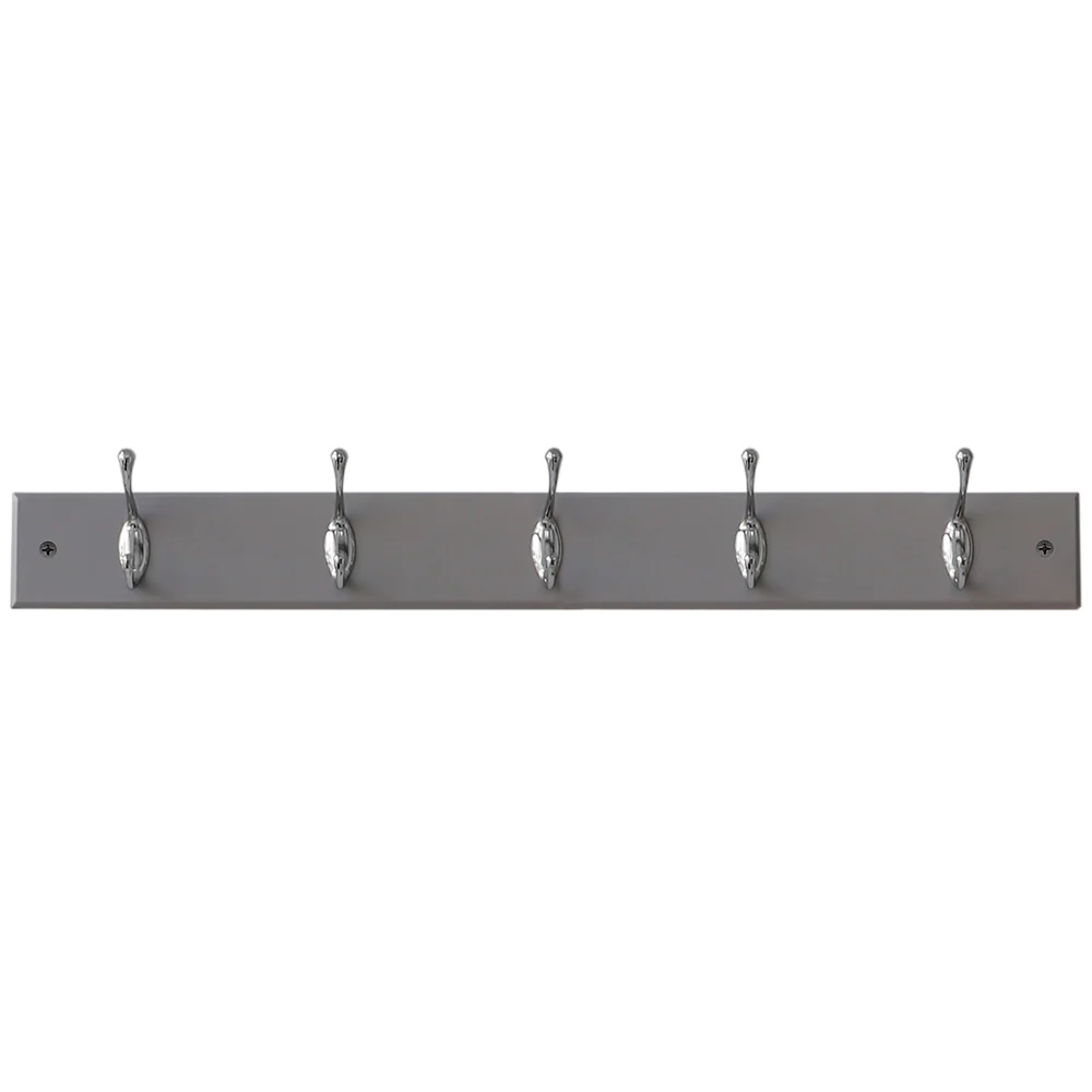 Home Basics 5 Double Hook Wall Mounted Hanging Rack, Grey