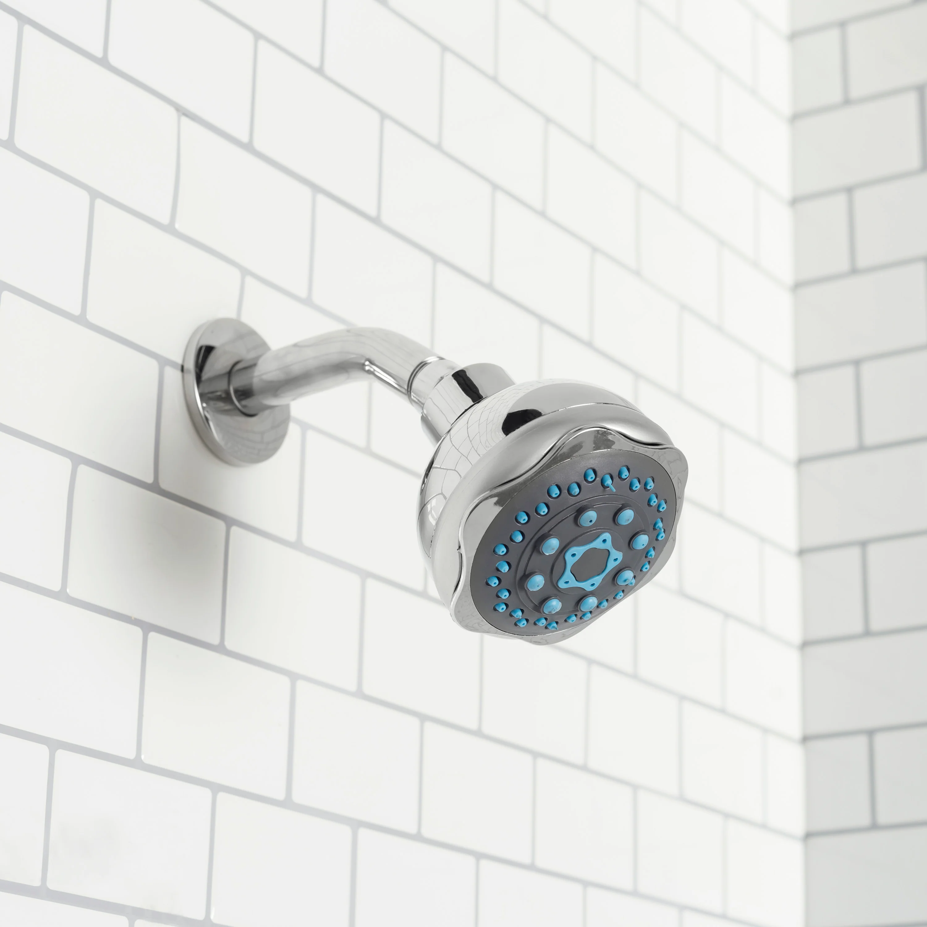 Home Basics 5 Function Chrome Plated Steel Fixed Shower Head, Silver - Image 3