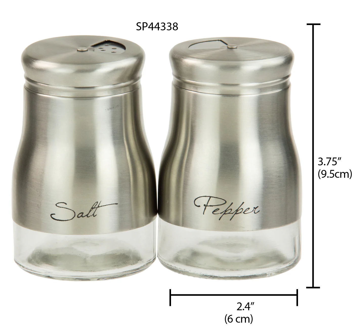Home Basics 5 oz. Salt and Pepper Set with See-Through Glass Base, Silver - Image 3