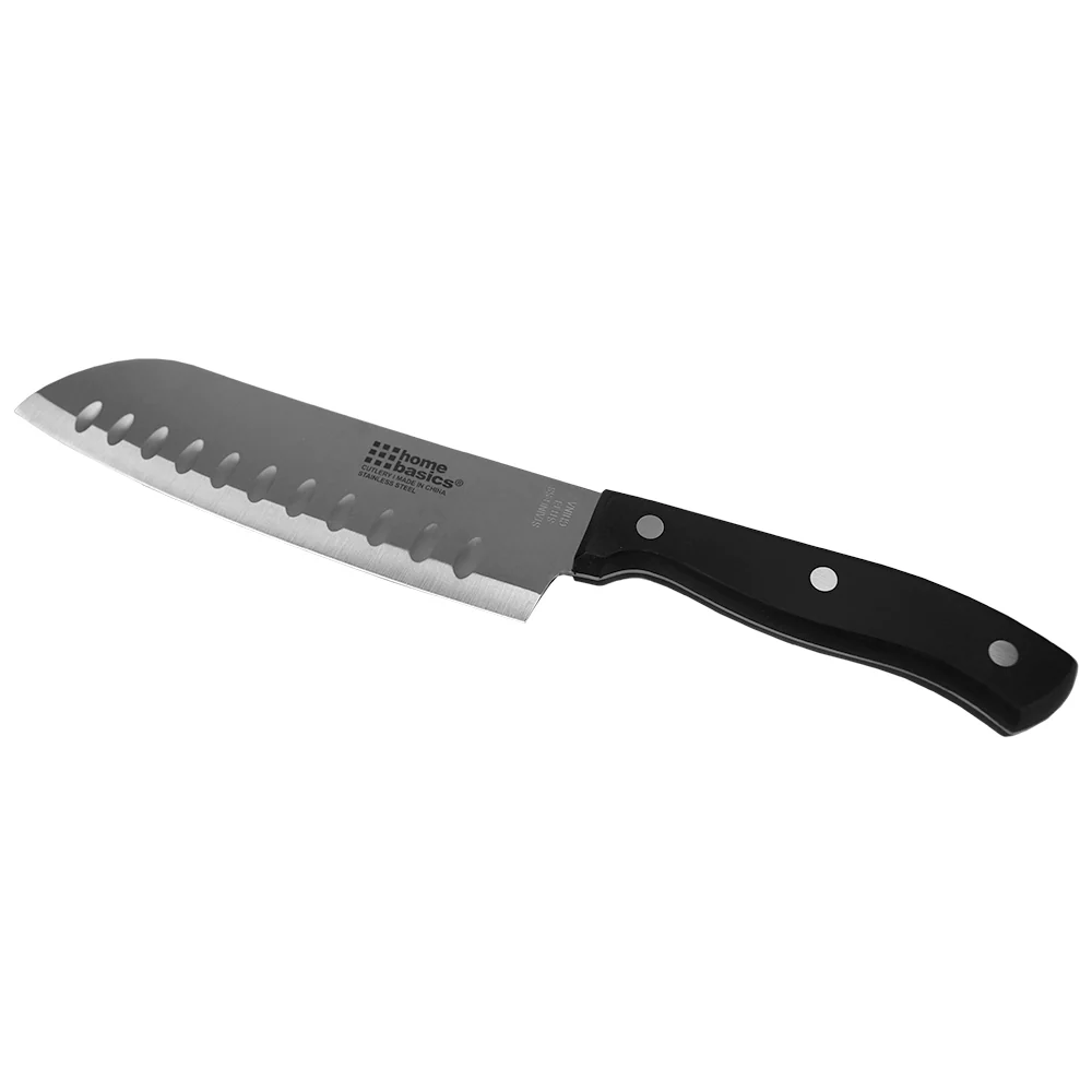 Home Basics 5 Stainless Steel Santoku Knife with Contoured Bakelite Handle, Black - Image 3