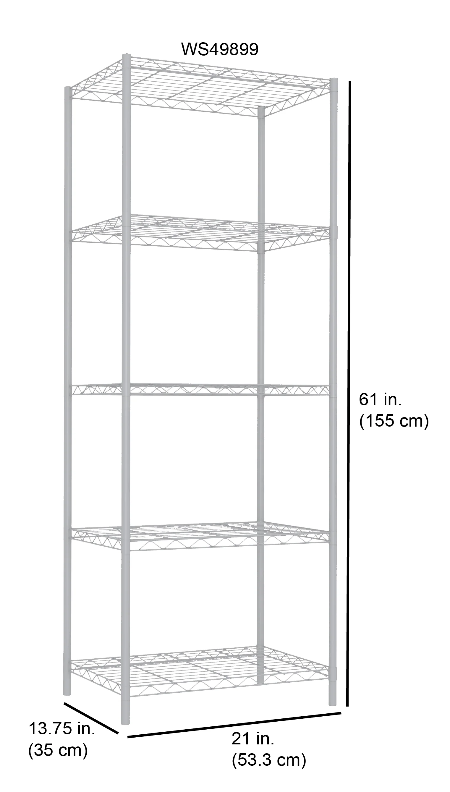 Home Basics 5  Tier Steel  Wire Shelf, White - Image 3