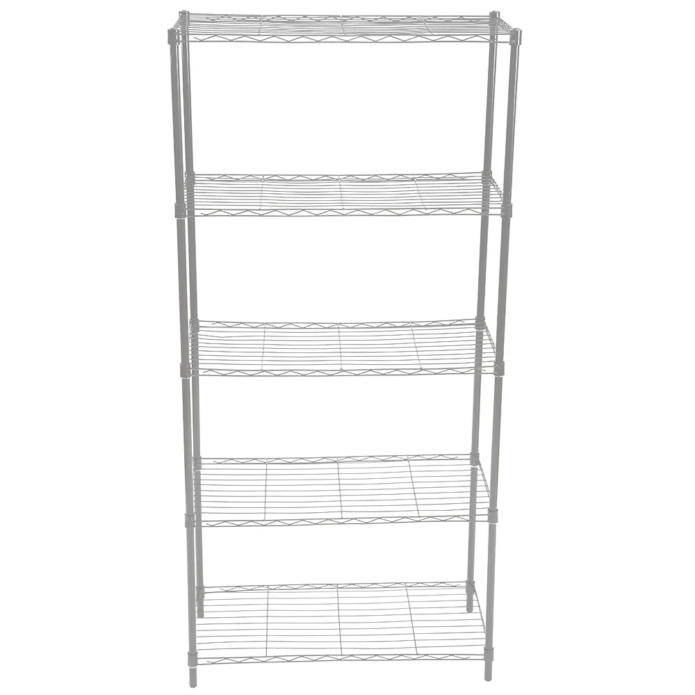 Home Basics 5 Tier Wide Wire Steel Wire Shelf, Grey - Image 2