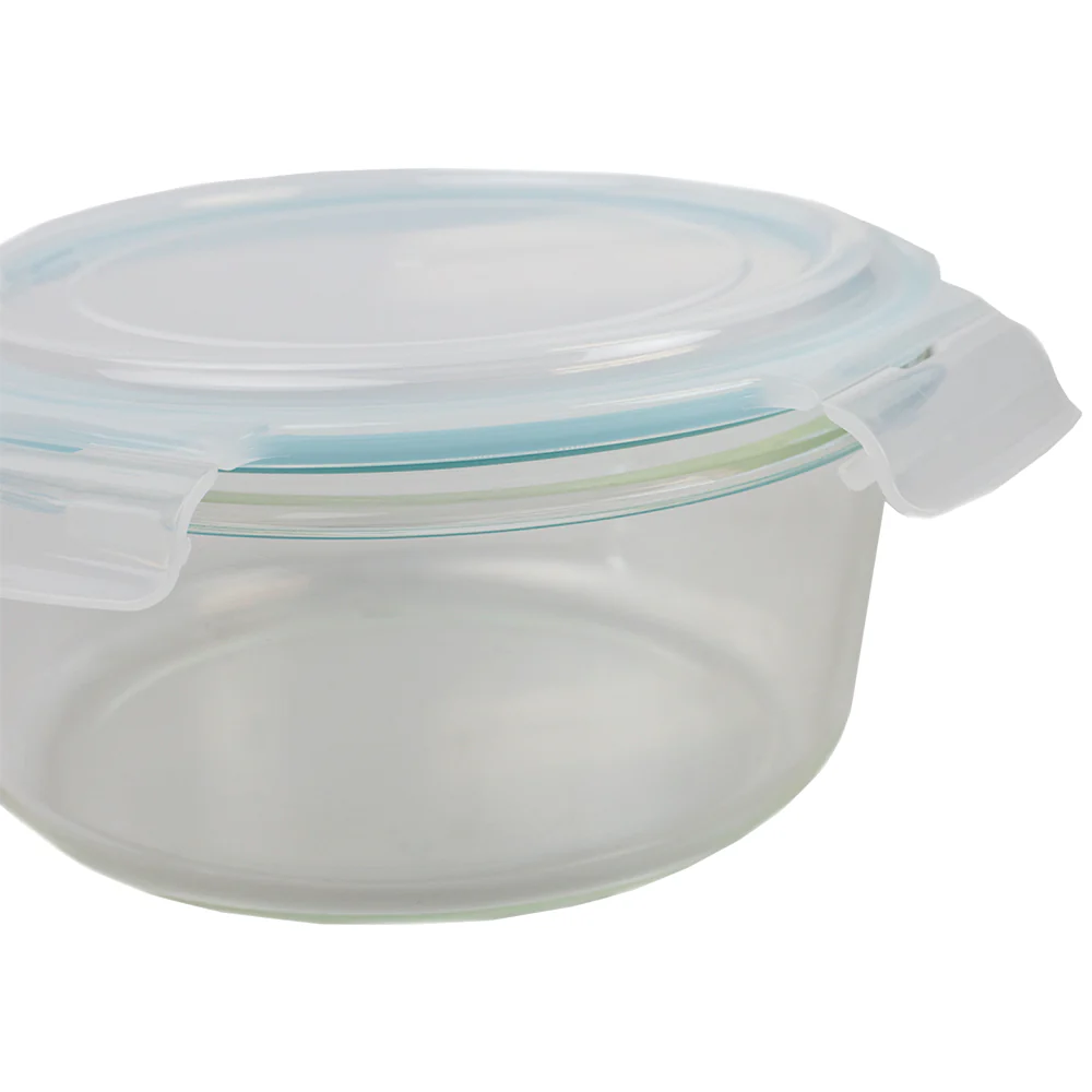 Home Basics 59 oz. Round Borosilicate Glass Food Storage Container with  Leak-Proof and Air-Tight Plastic Locking Lid - Image 2