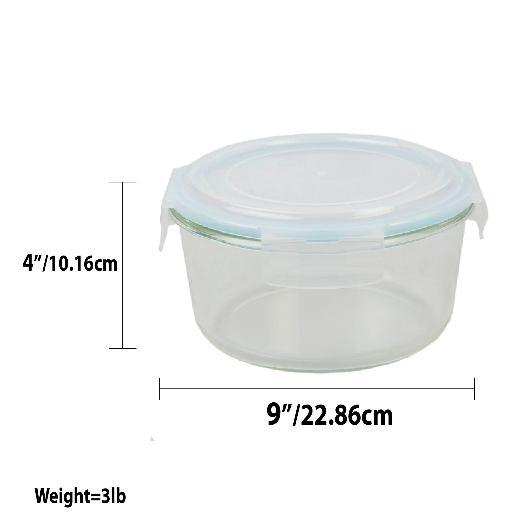 Home Basics 59 oz. Round Borosilicate Glass Food Storage Container with  Leak-Proof and Air-Tight Plastic Locking Lid - Image 5