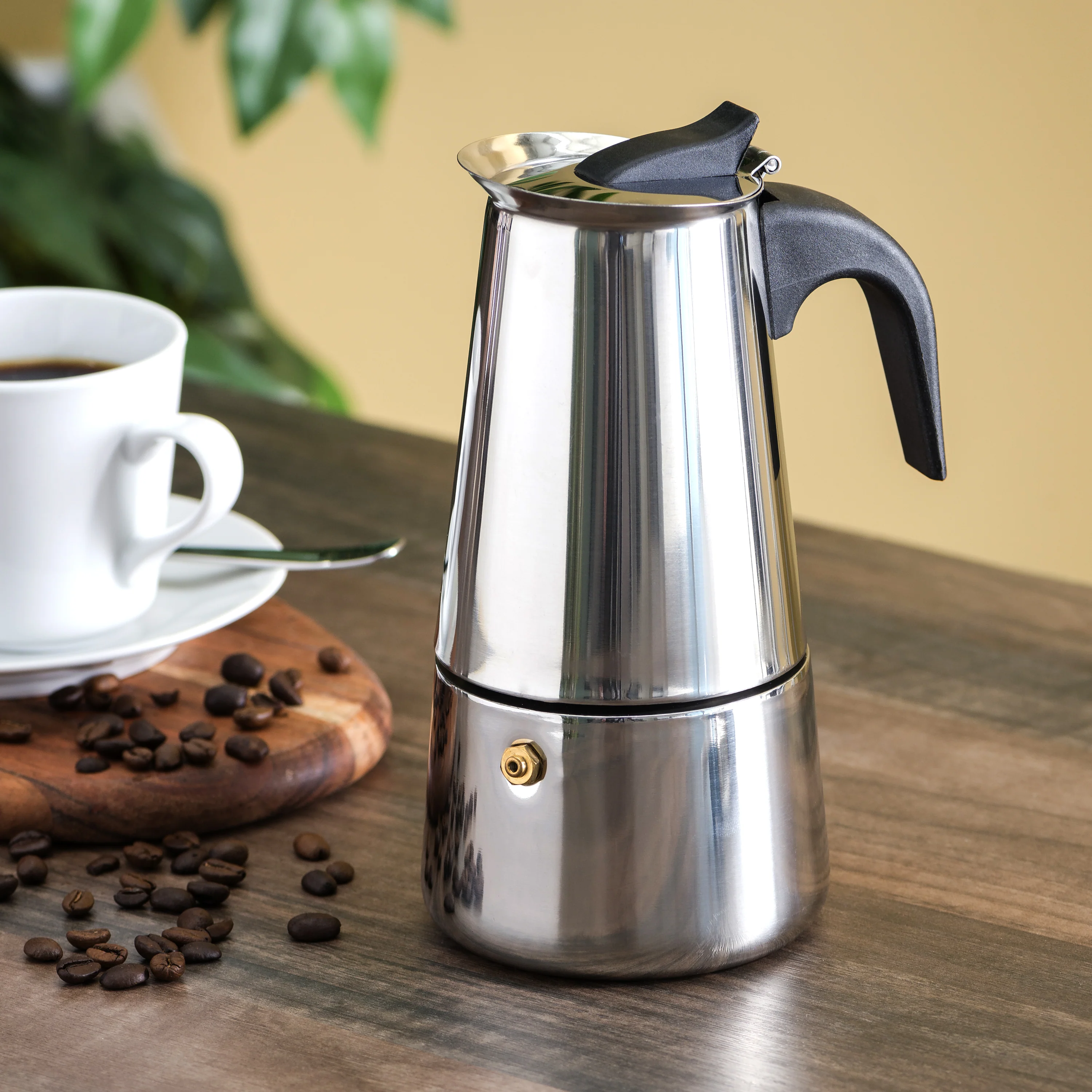 Home Basics 6 Cup Stainless Steel Espresso Maker, Silver - Image 6