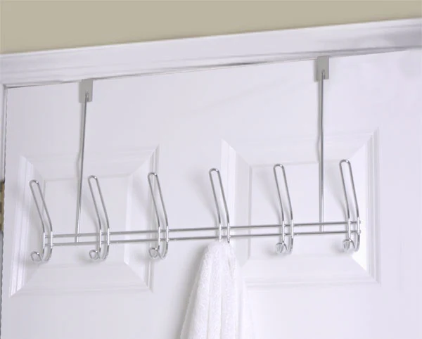 Home Basics 6 Dual Hook Over the Door Chrome Plated Steel Hanging Rack