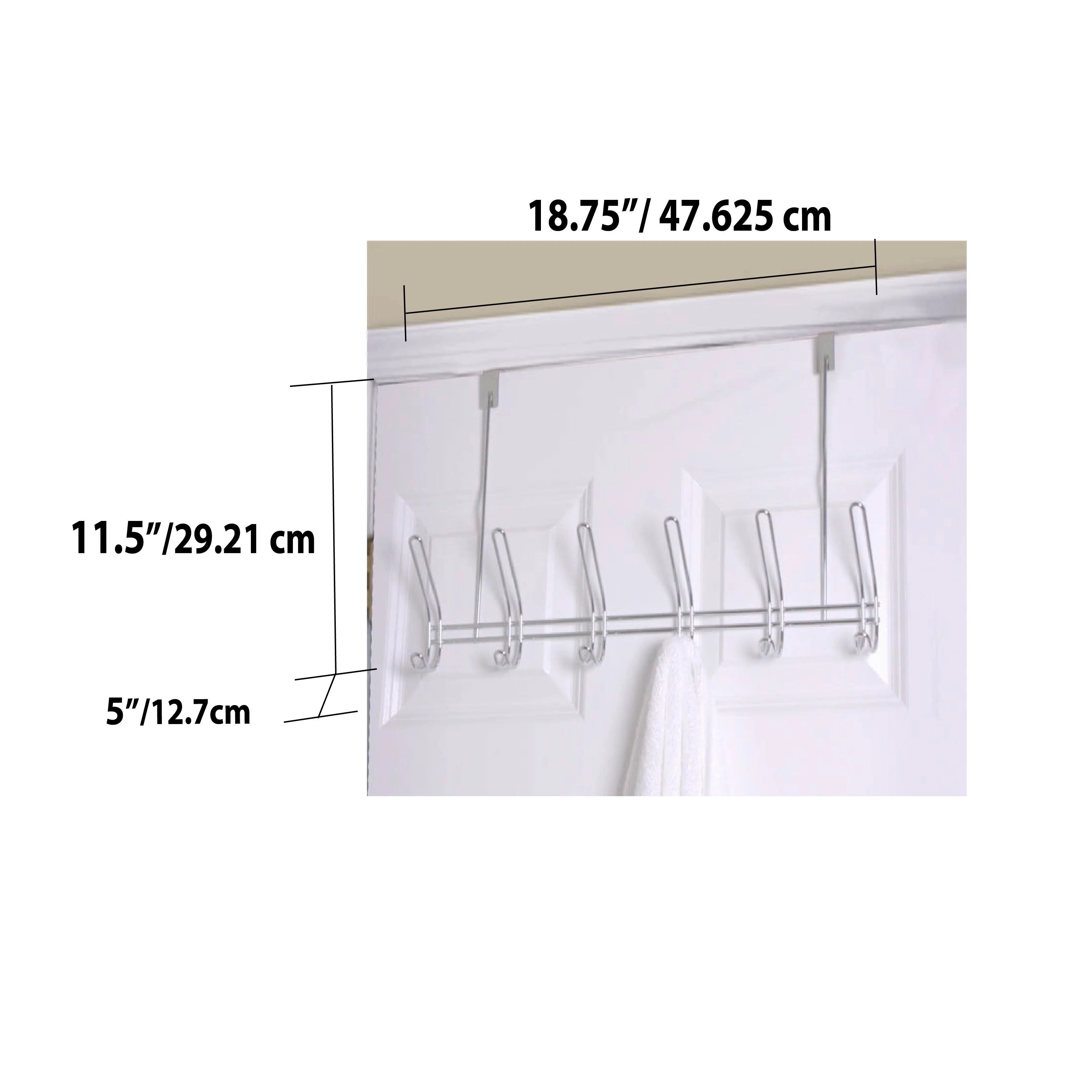 Home Basics 6 Dual Hook Over the Door Chrome Plated Steel Hanging Rack - Image 3