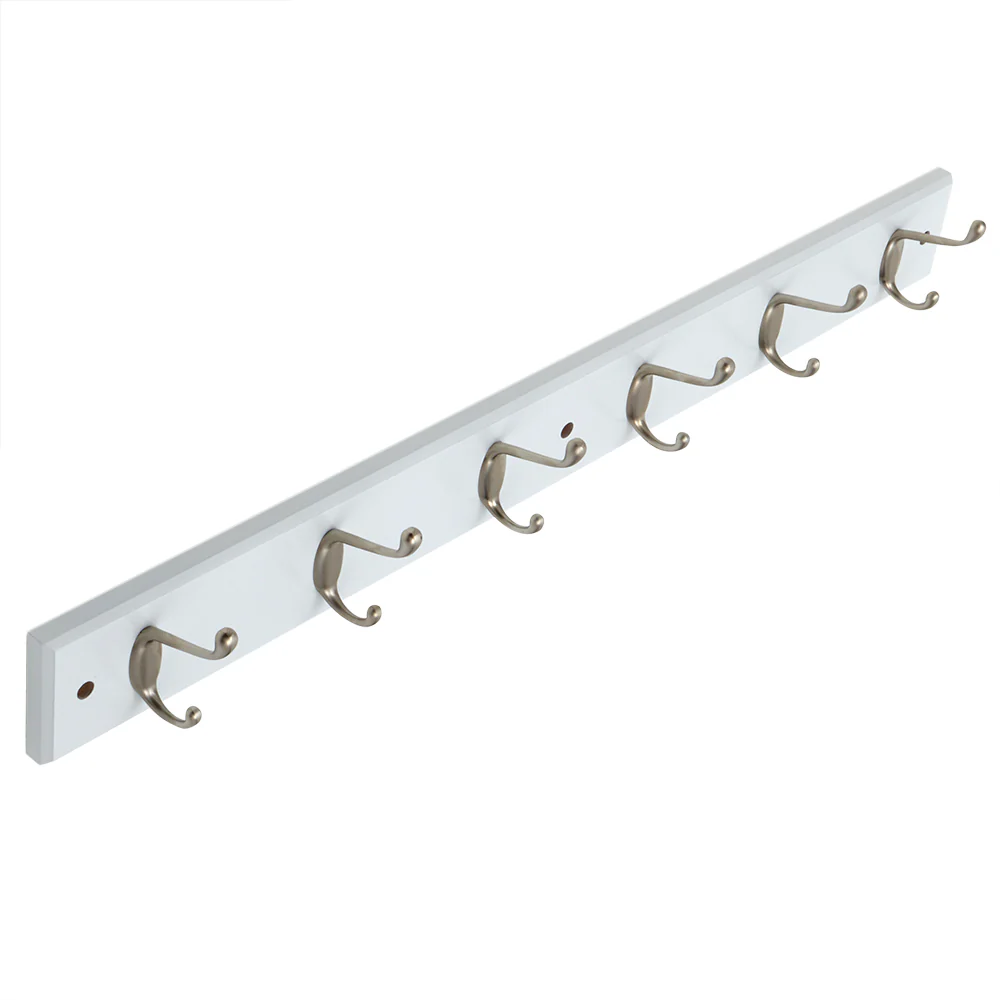 Home Basics 6 Hook Wall Mounted Hanging Rack, White