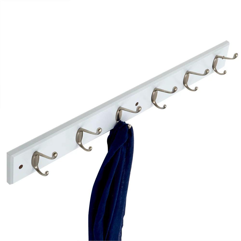 Home Basics 6 Hook Wall Mounted Hanging Rack, White - Image 3