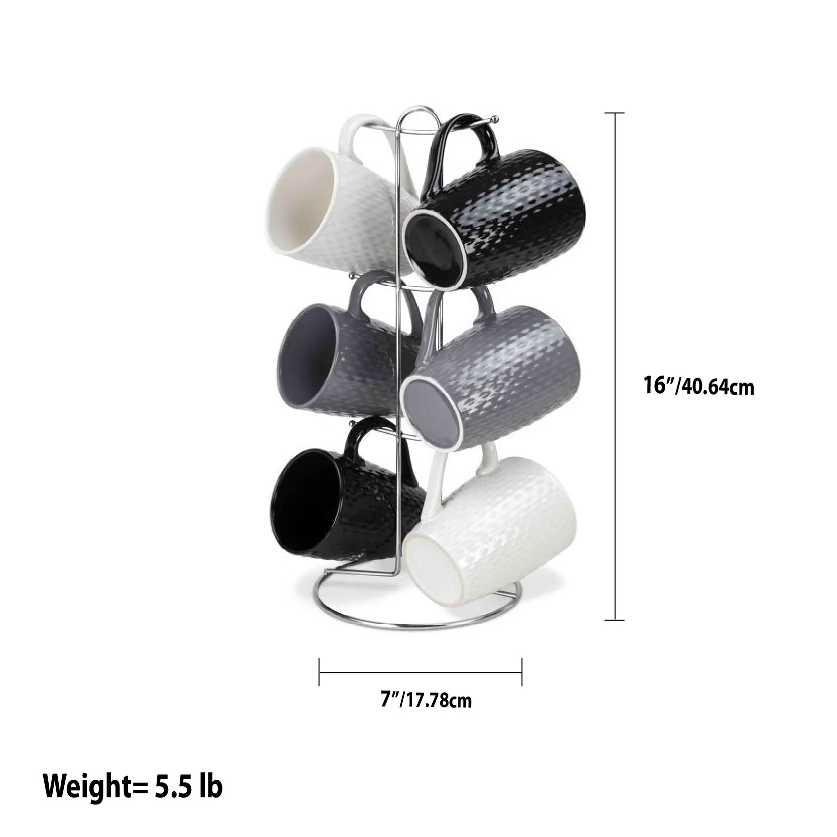 Home Basics 6 Piece Crochet Mug Set with Stand, Multi-Color - Image 7