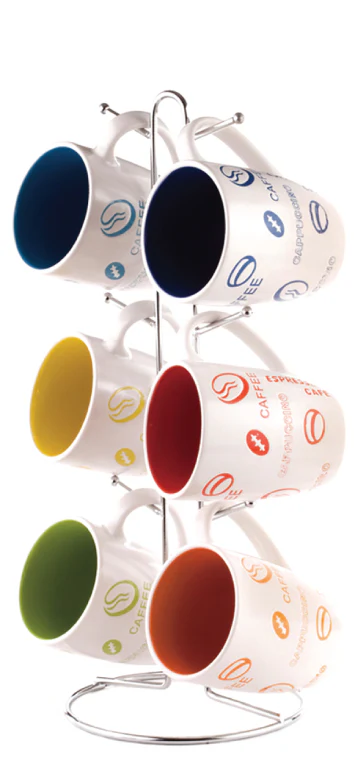 Home Basics 6 Piece Mug Set with Stand