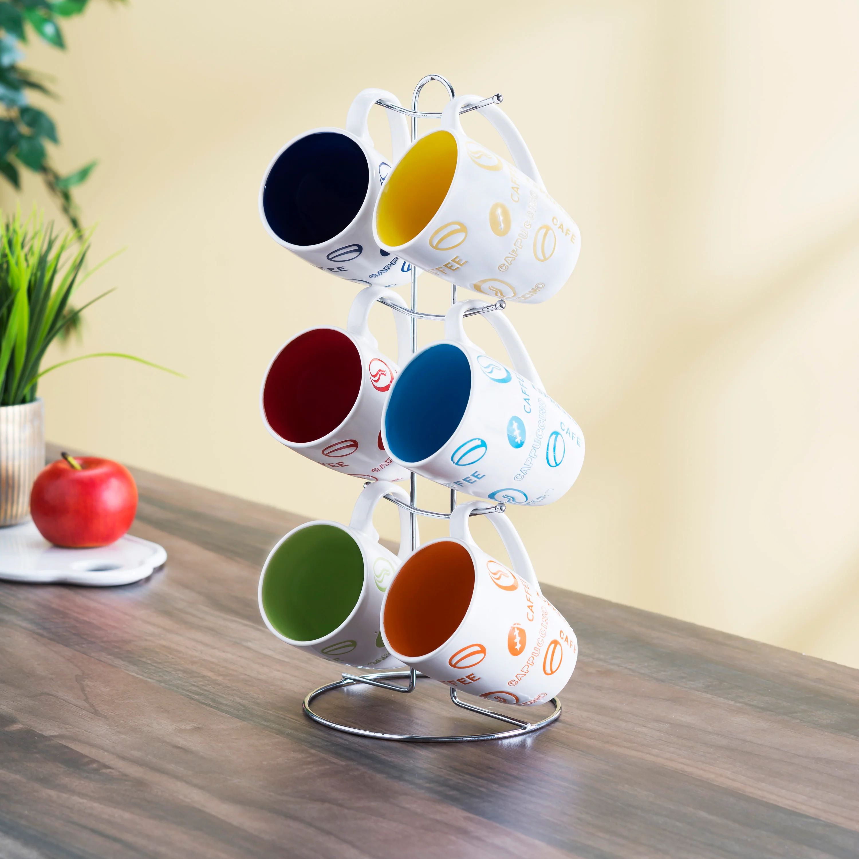 Home Basics 6 Piece Mug Set with Stand - Image 6