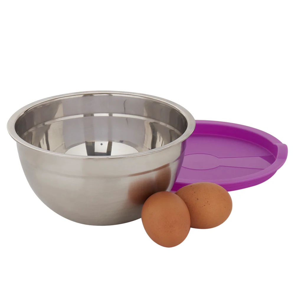 Home Basics 6-Piece Stainless Steel Nesting Mixing Bowls with Lids - Image 3
