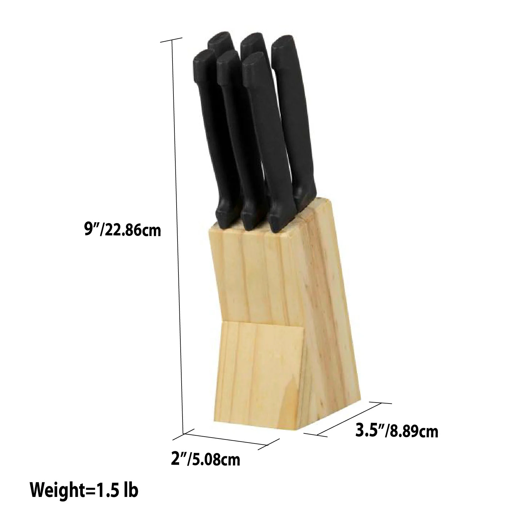 Home Basics 6 Piece Stainless Steel Steak Knife Set with All Natural Wood Display Block - Image 6