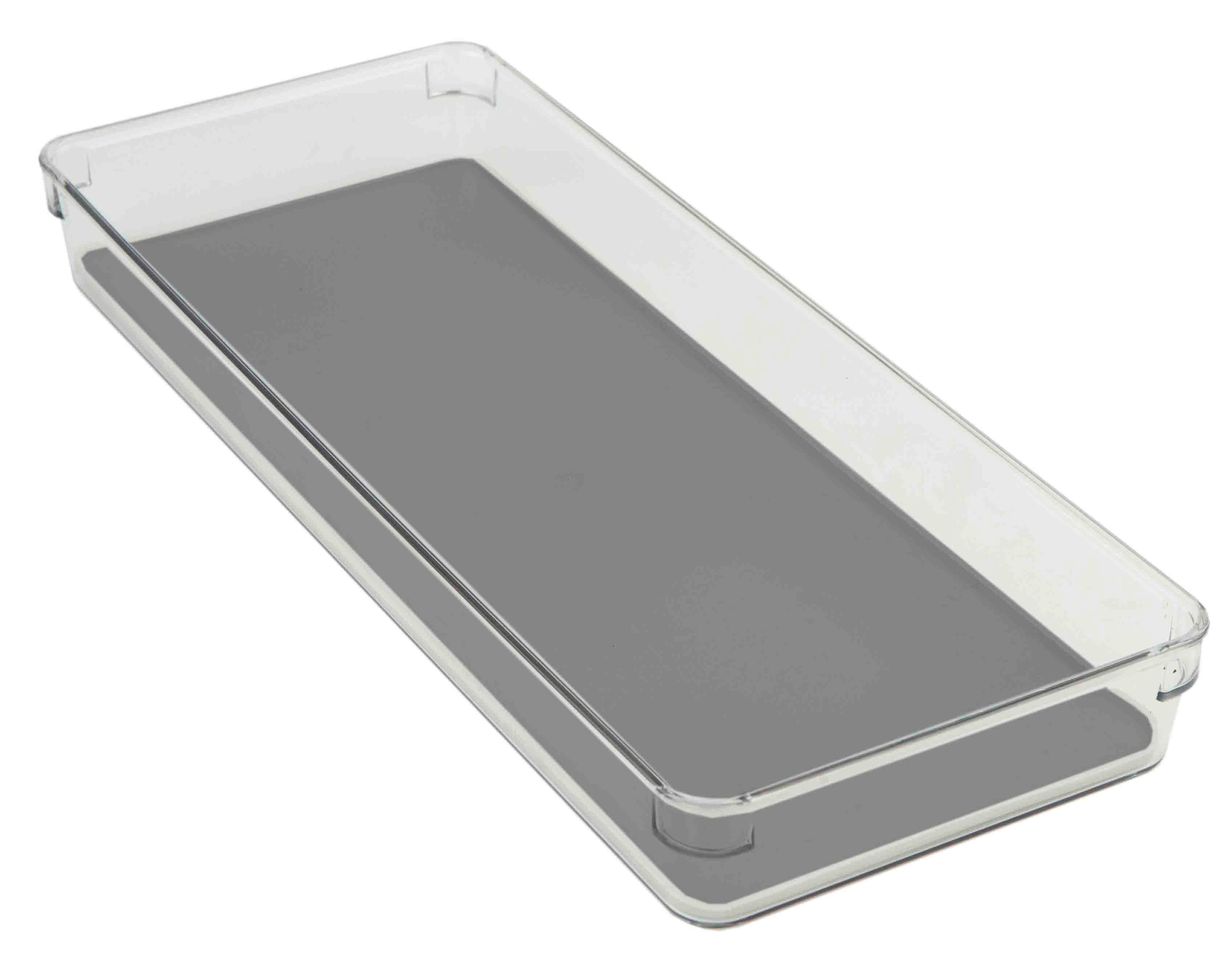 Home Basics 6 x 15 x 2 Plastic Drawer Organizer with Rubber Liner